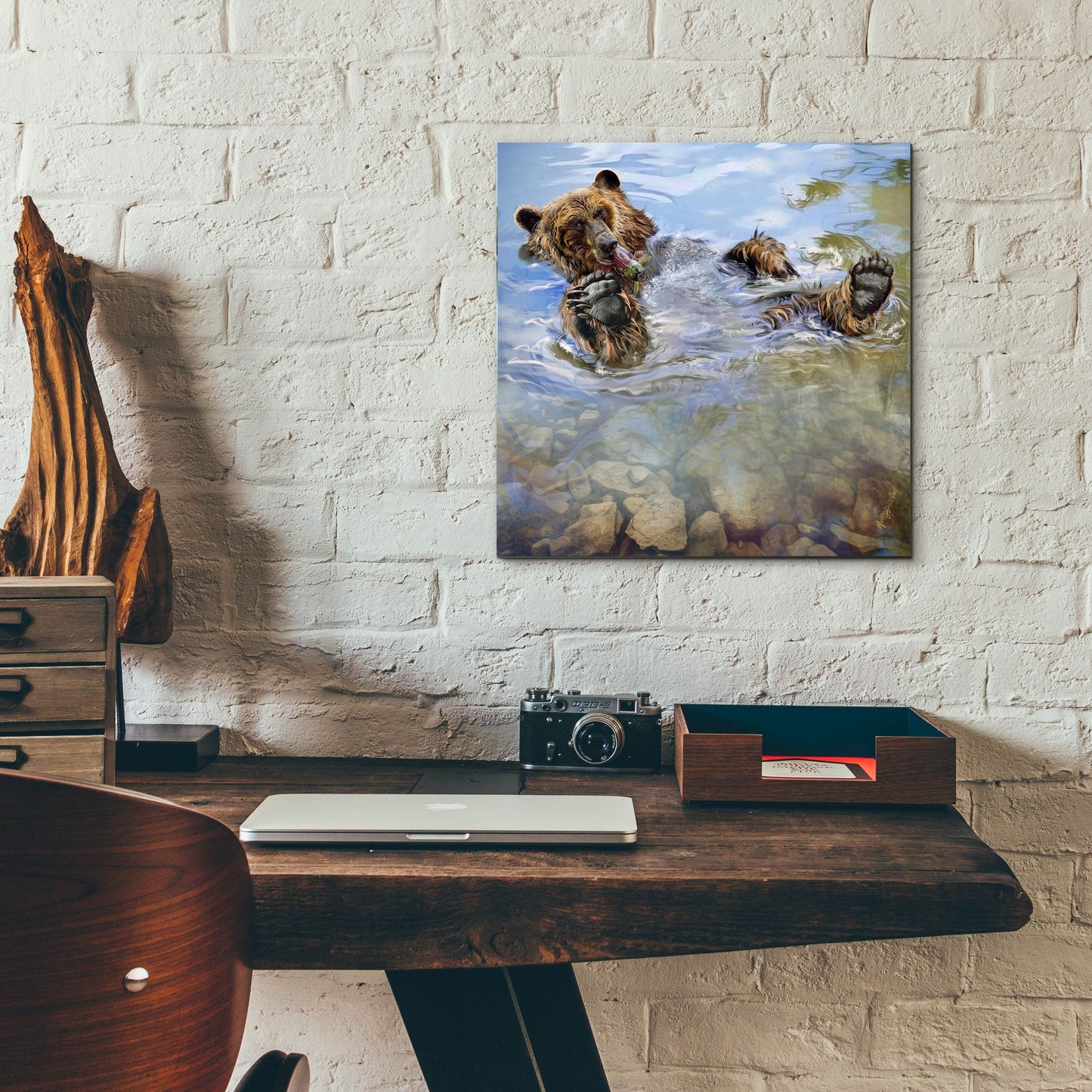 Epic Art 'Bear Bath' by Murray Henderson Fine Art, Acrylic Glass Wall Art,12x12