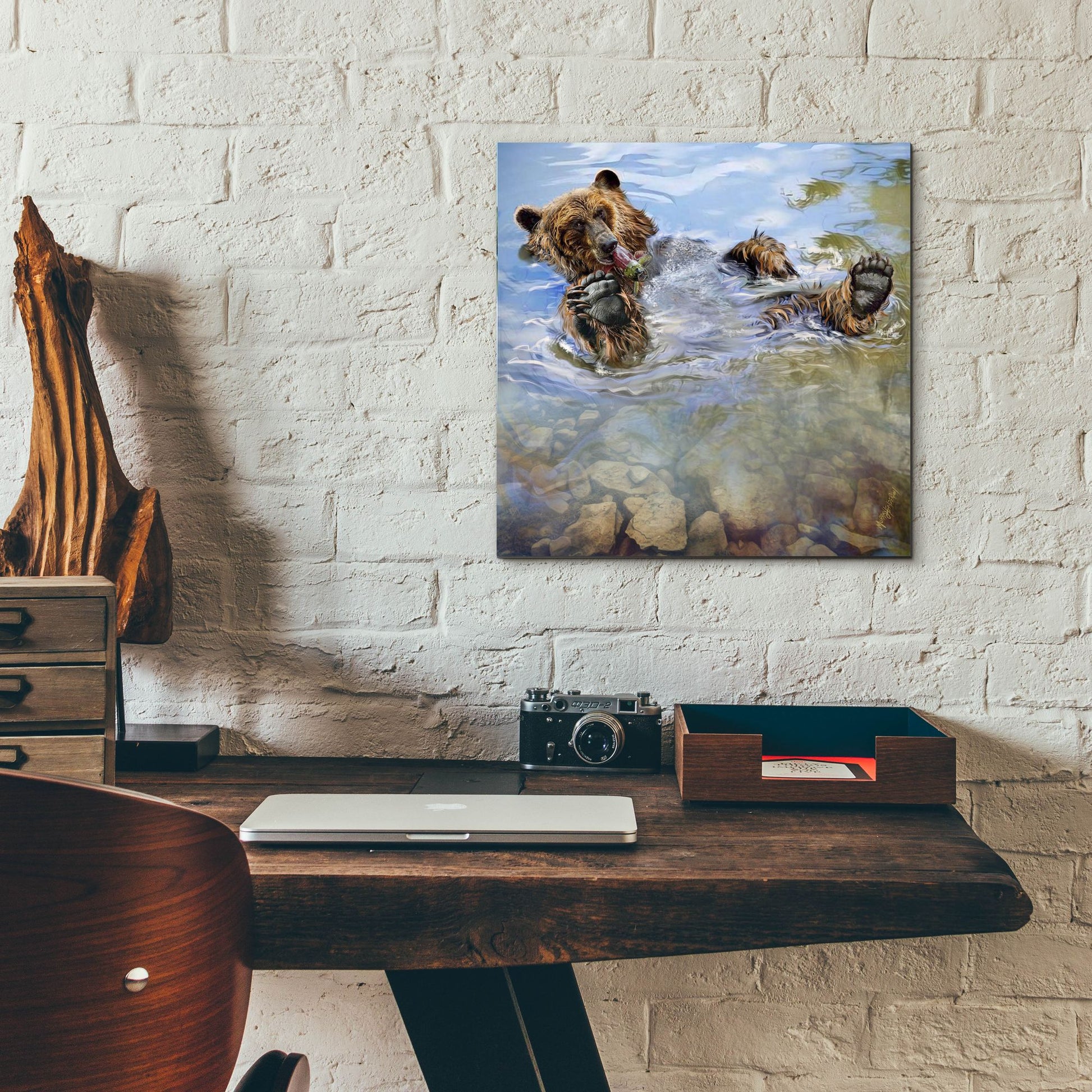 Epic Art 'Bear Bath' by Murray Henderson Fine Art, Acrylic Glass Wall Art,12x12
