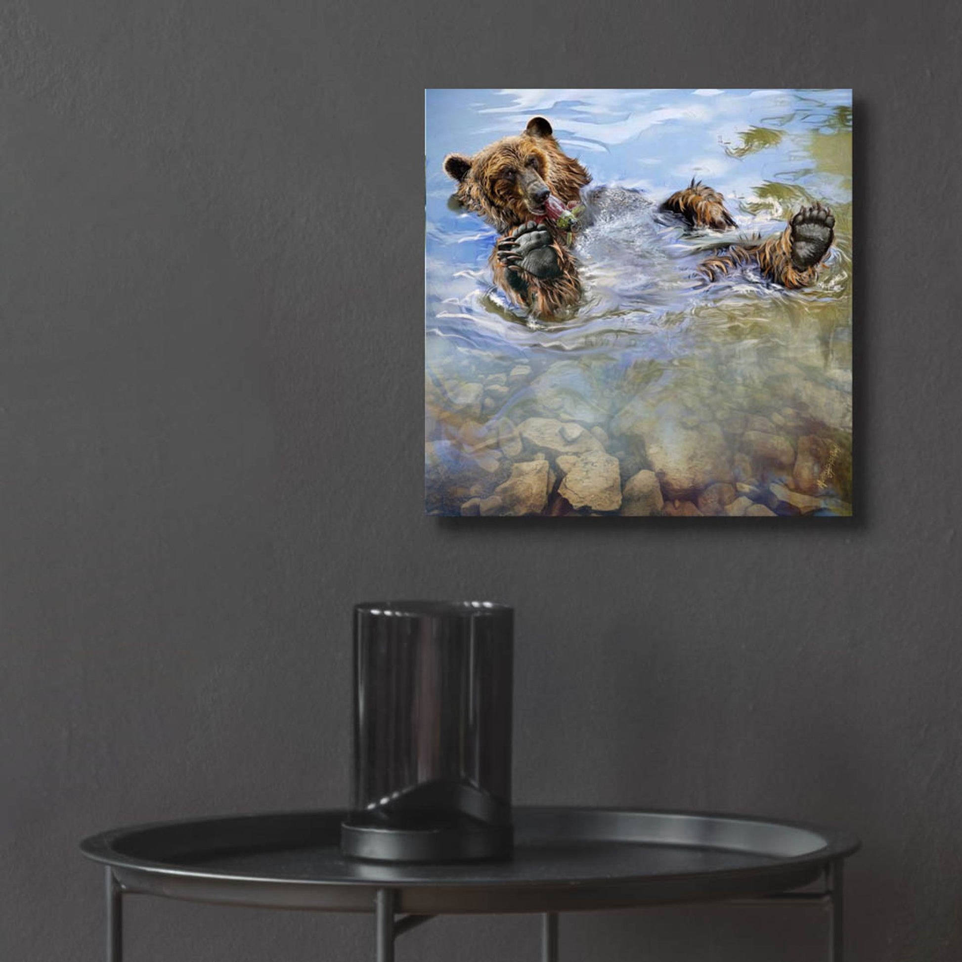 Epic Art 'Bear Bath' by Murray Henderson Fine Art, Acrylic Glass Wall Art,12x12