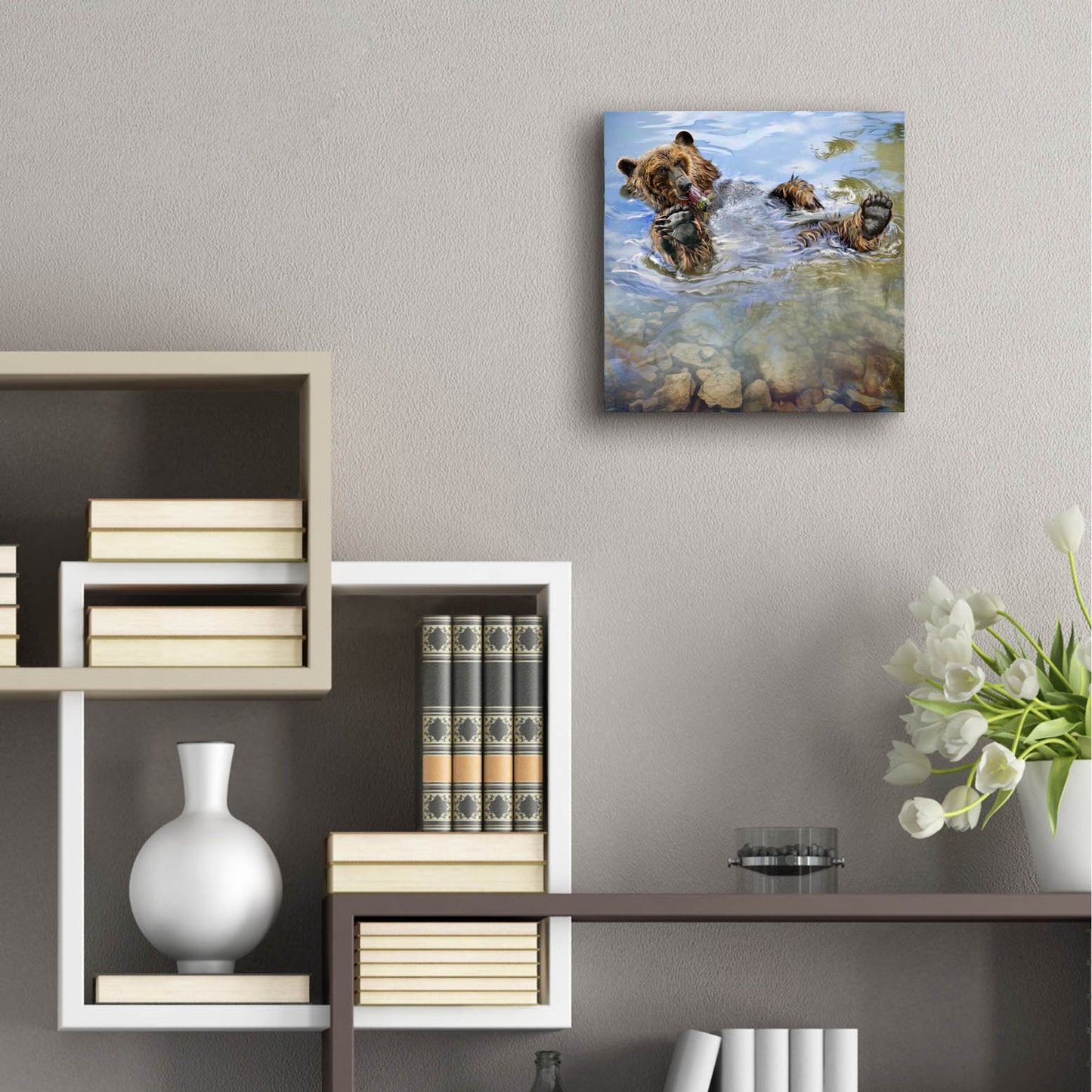 Epic Art 'Bear Bath' by Murray Henderson Fine Art, Acrylic Glass Wall Art,12x12