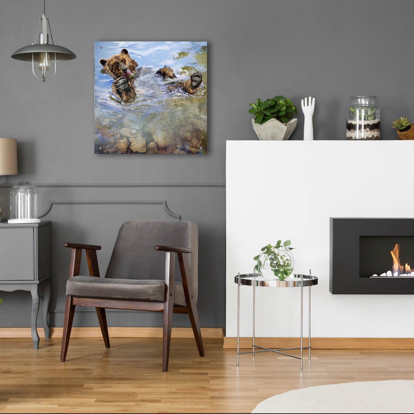 Epic Art 'Bear Bath' by Murray Henderson Fine Art, Acrylic Glass Wall Art,24x24