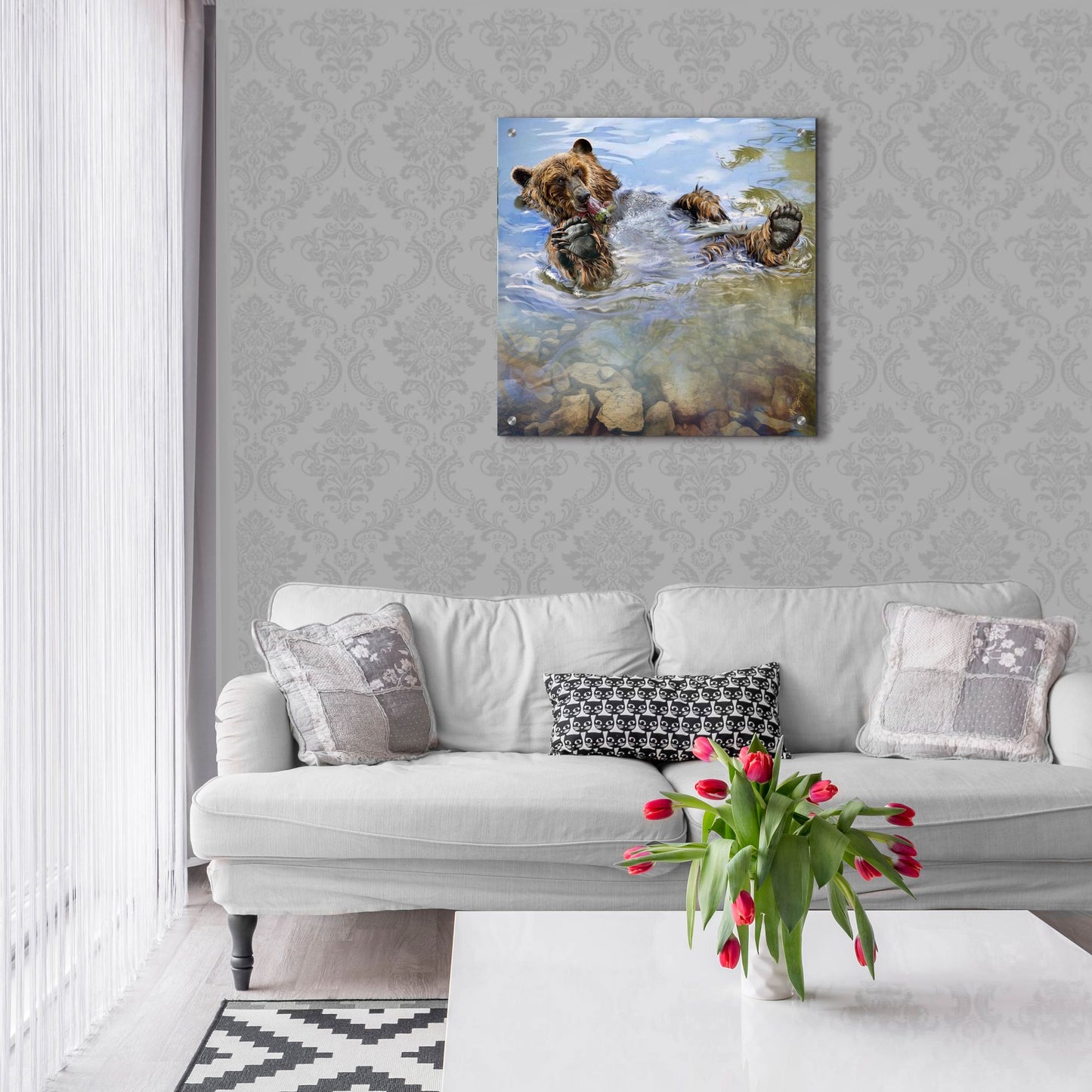 Epic Art 'Bear Bath' by Murray Henderson Fine Art, Acrylic Glass Wall Art,24x24
