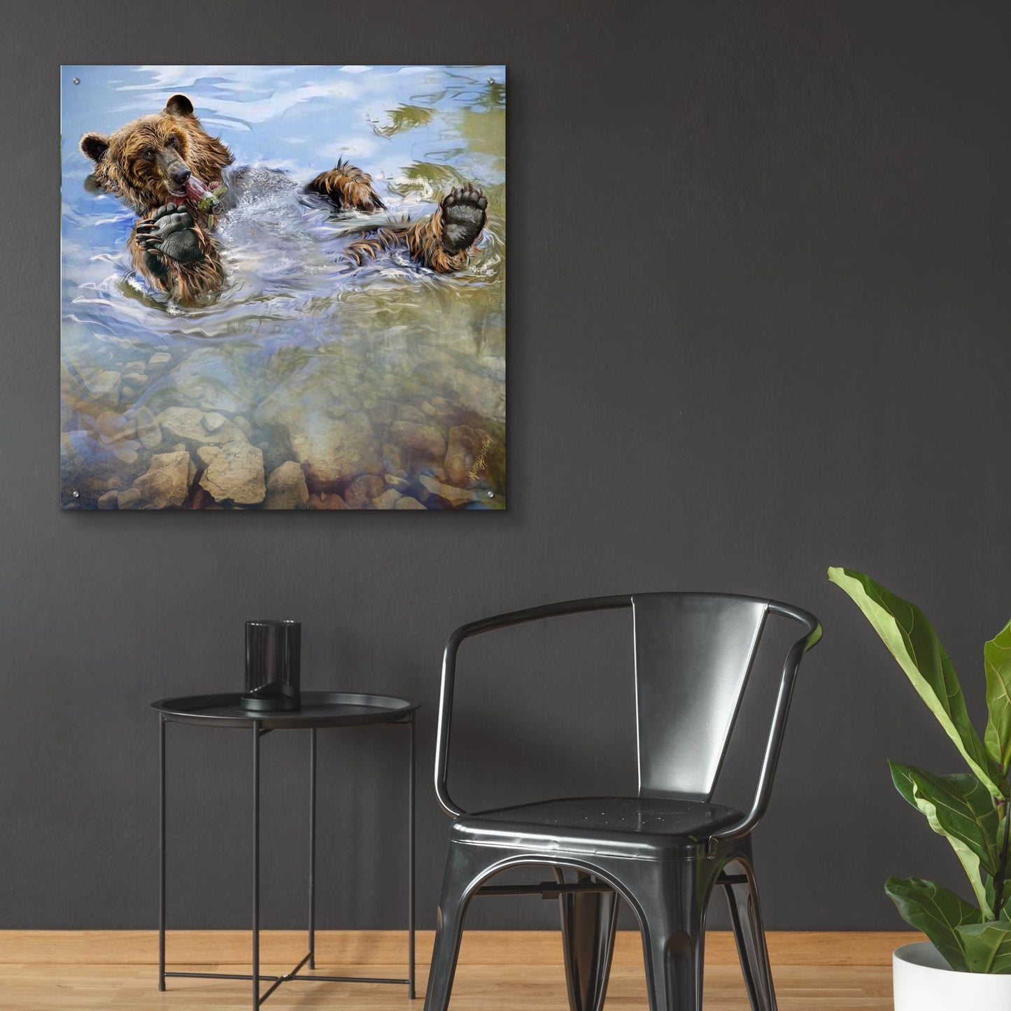 Epic Art 'Bear Bath' by Murray Henderson Fine Art, Acrylic Glass Wall Art,36x36
