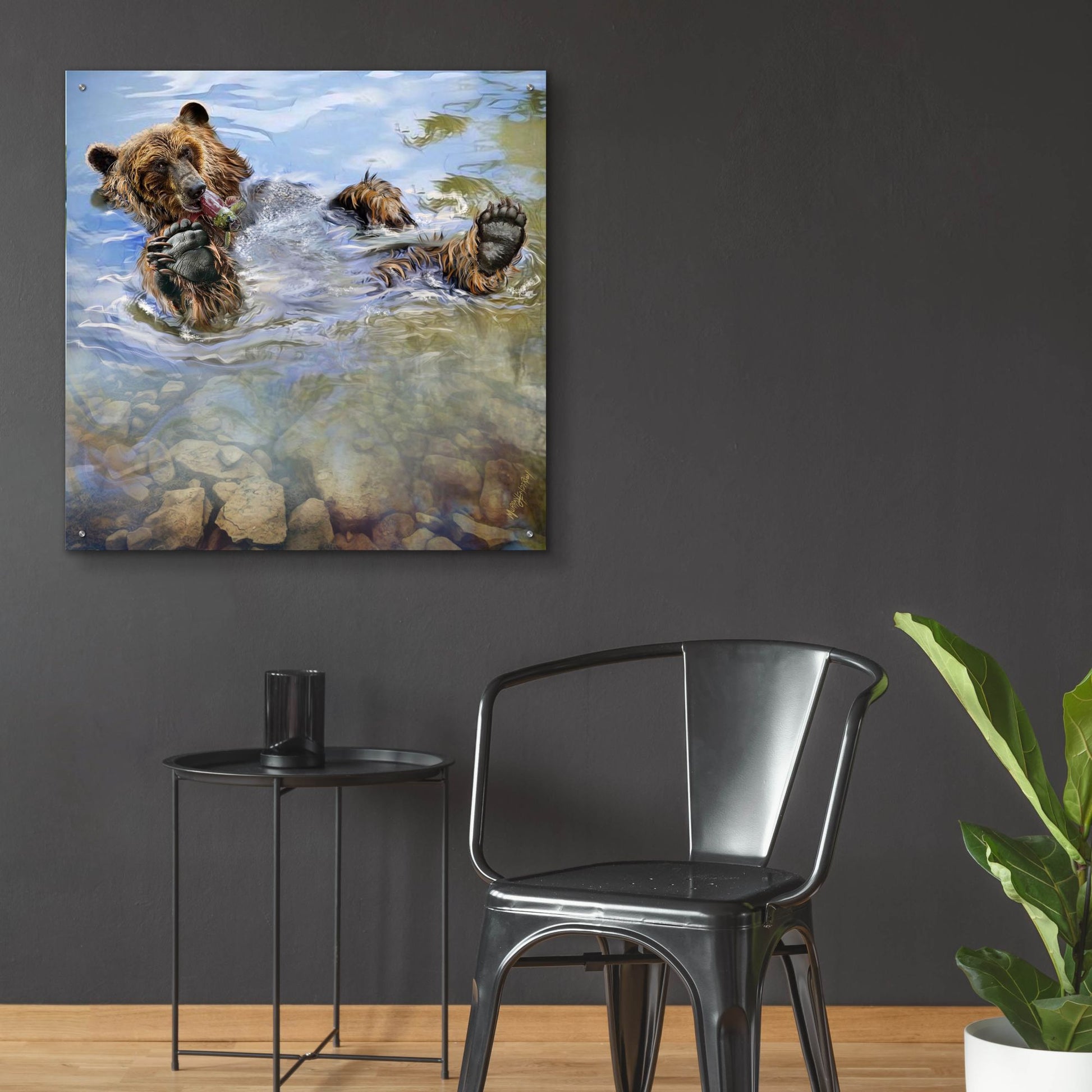 Epic Art 'Bear Bath' by Murray Henderson Fine Art, Acrylic Glass Wall Art,36x36