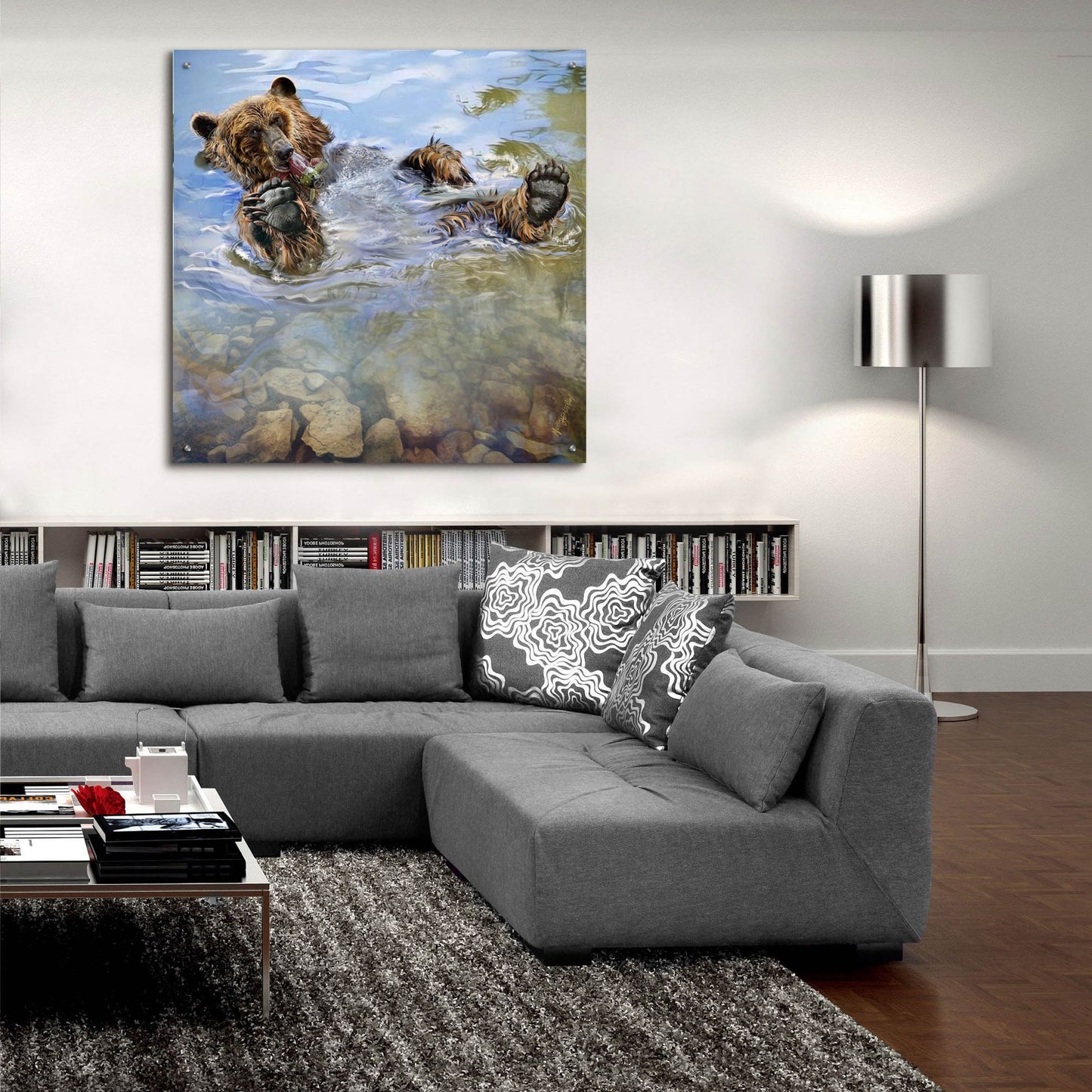 Epic Art 'Bear Bath' by Murray Henderson Fine Art, Acrylic Glass Wall Art,36x36