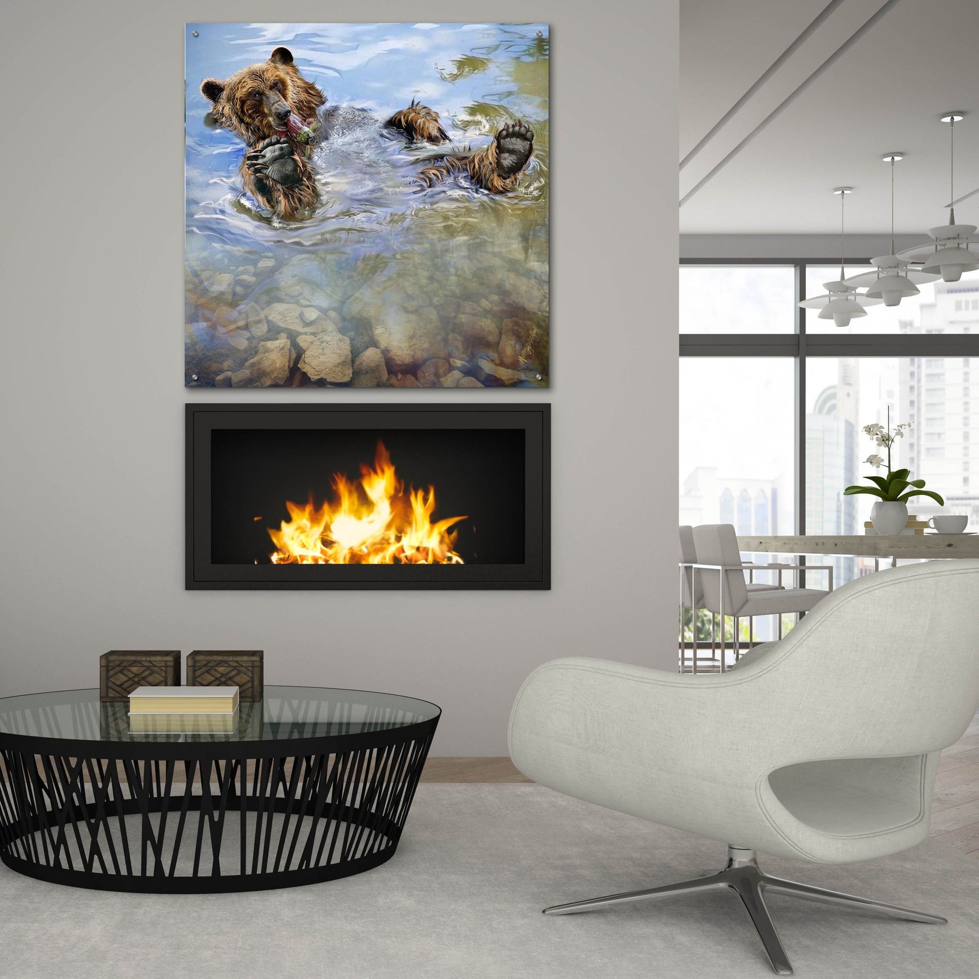 Epic Art 'Bear Bath' by Murray Henderson Fine Art, Acrylic Glass Wall Art,36x36