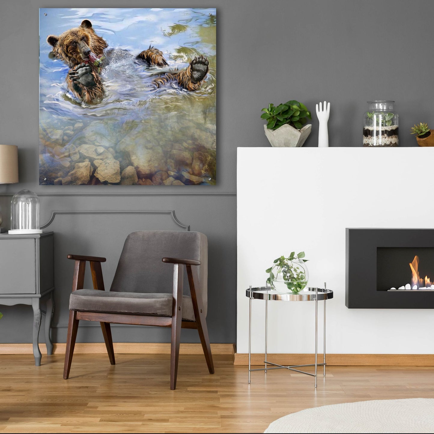 Epic Art 'Bear Bath' by Murray Henderson Fine Art, Acrylic Glass Wall Art,36x36