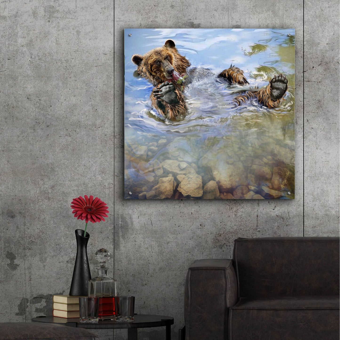 Epic Art 'Bear Bath' by Murray Henderson Fine Art, Acrylic Glass Wall Art,36x36