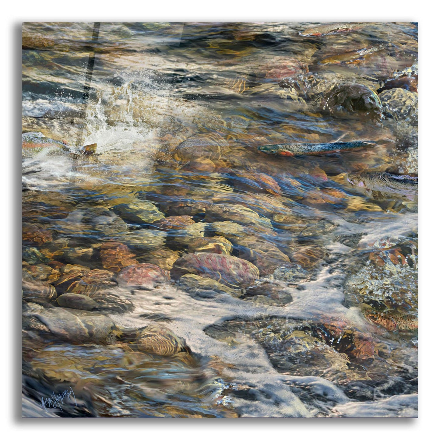 Epic Art 'River Rocks' by Murray Henderson Fine Art, Acrylic Glass Wall Art,12x12