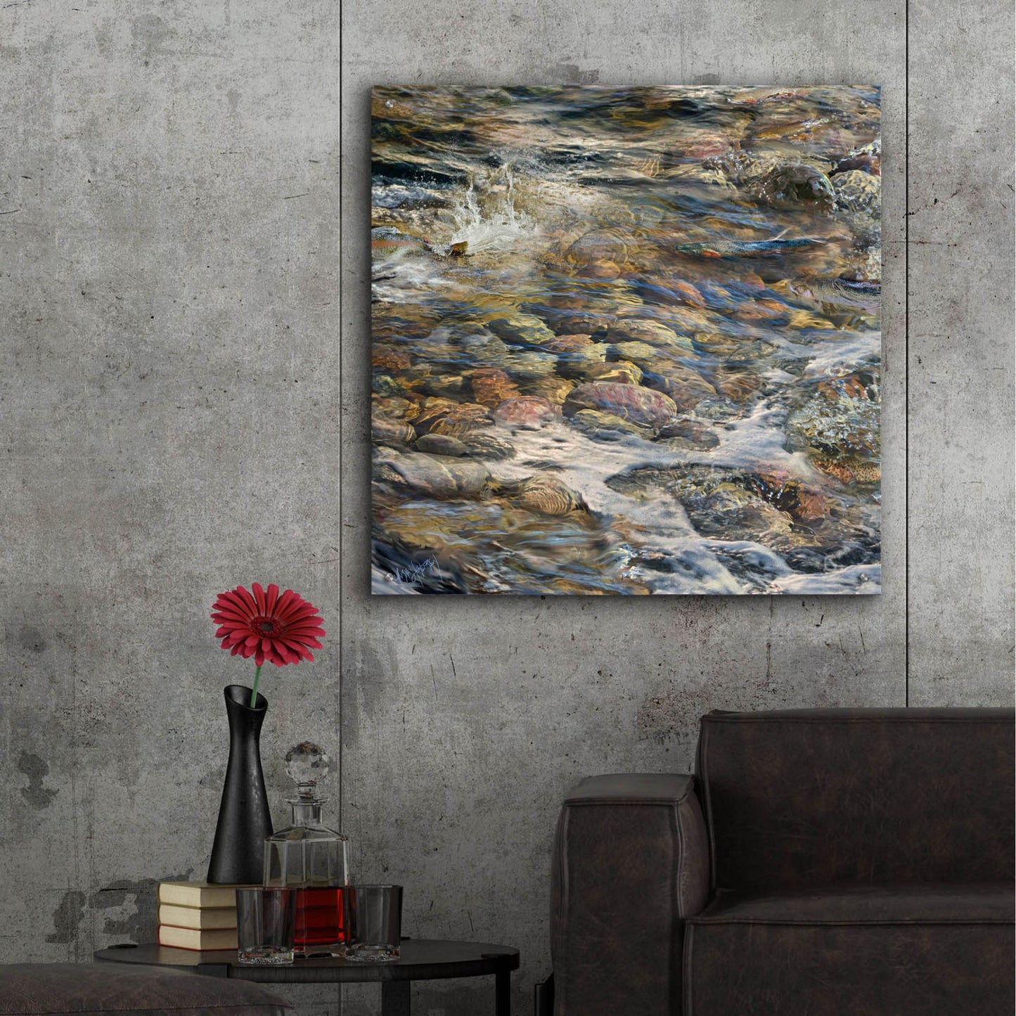 Epic Art 'River Rocks' by Murray Henderson Fine Art, Acrylic Glass Wall Art,36x36