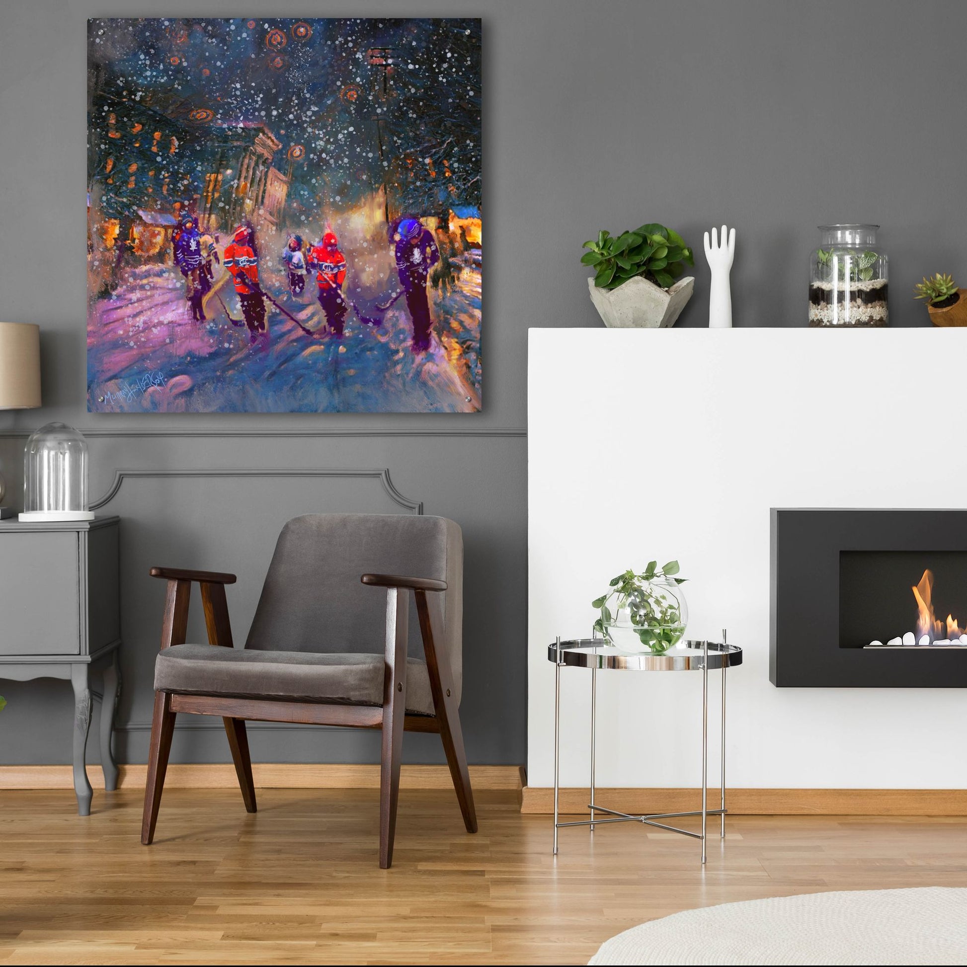 Epic Art 'Street Game' by Murray Henderson Fine Art, Acrylic Glass Wall Art,36x36