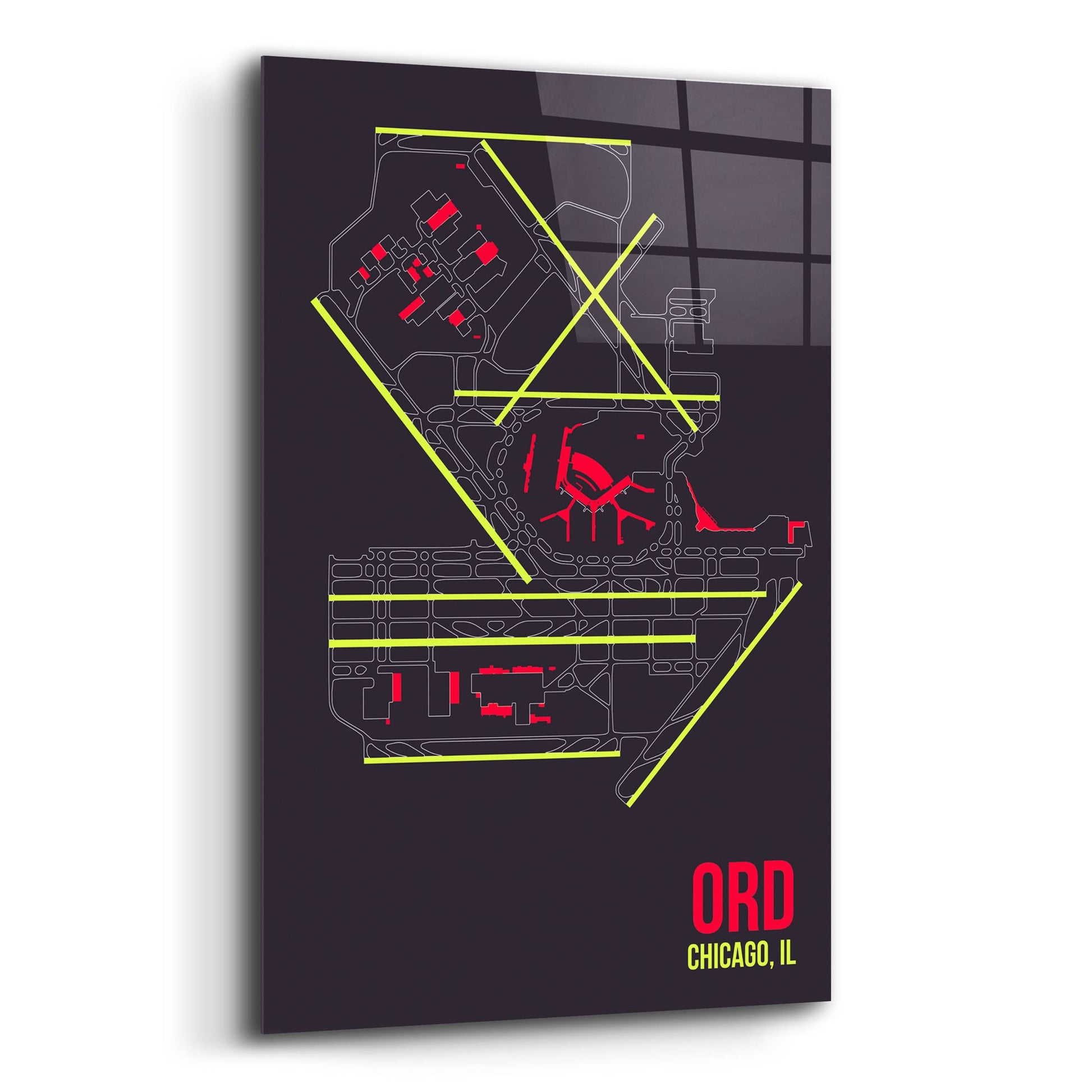 Epic Art 'ORD Airport Layout' by O8 Left, Acrylic Glass Wall Art,12x16