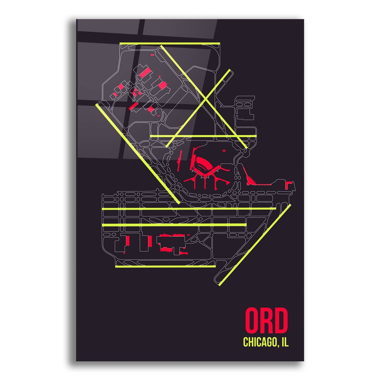 Epic Art 'ORD Airport Layout' by O8 Left, Acrylic Glass Wall Art,12x16