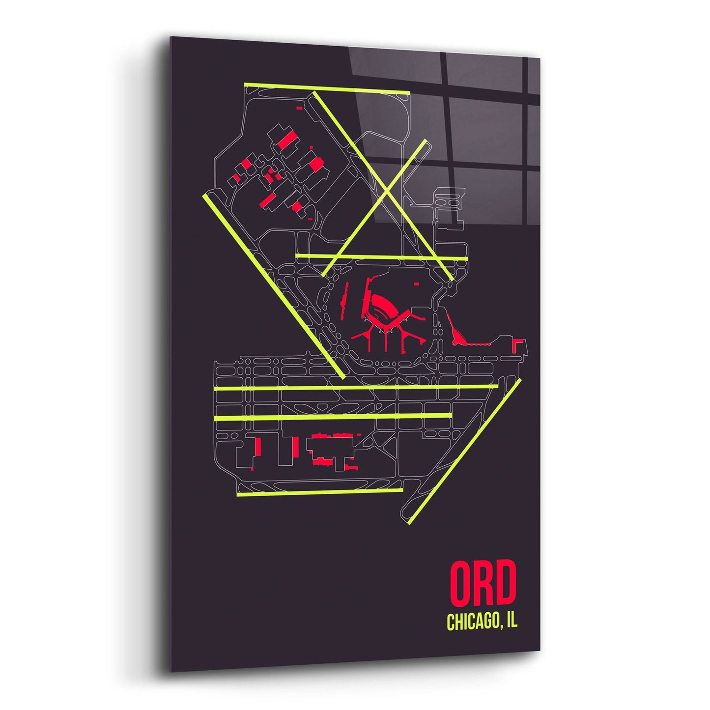 Epic Art 'ORD Airport Layout' by O8 Left, Acrylic Glass Wall Art,16x24