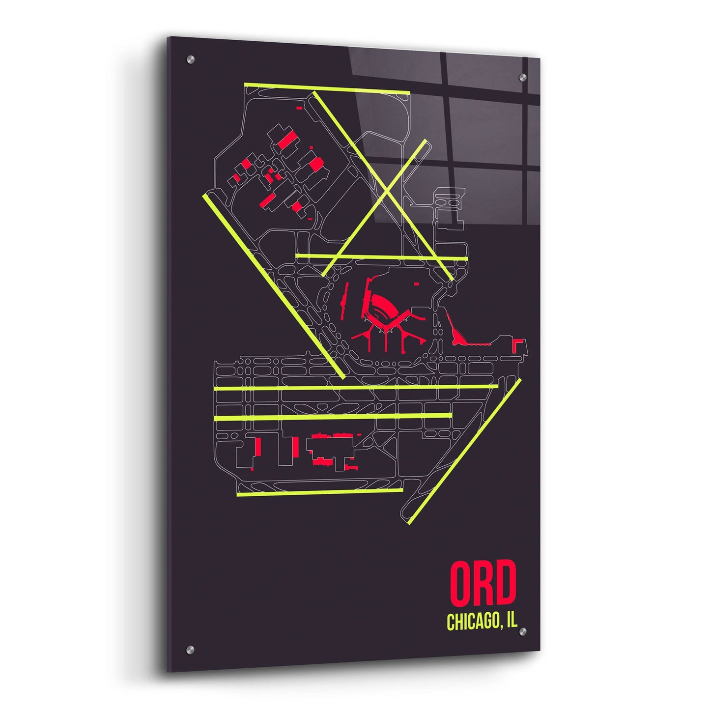 Epic Art 'ORD Airport Layout' by O8 Left, Acrylic Glass Wall Art,24x36