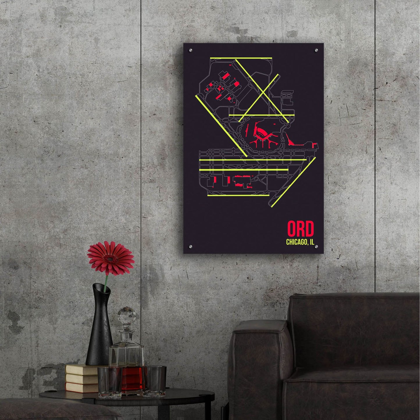 Epic Art 'ORD Airport Layout' by O8 Left, Acrylic Glass Wall Art,24x36