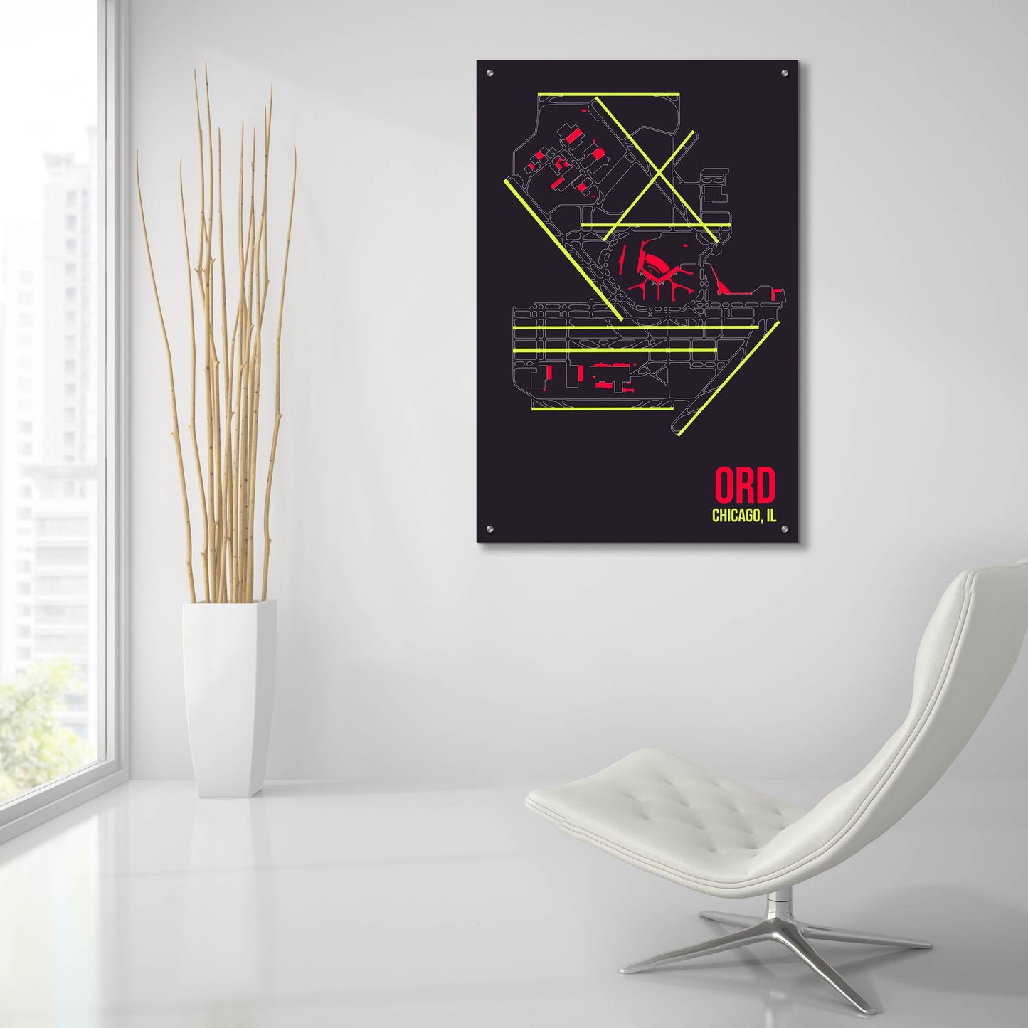 Epic Art 'ORD Airport Layout' by O8 Left, Acrylic Glass Wall Art,24x36