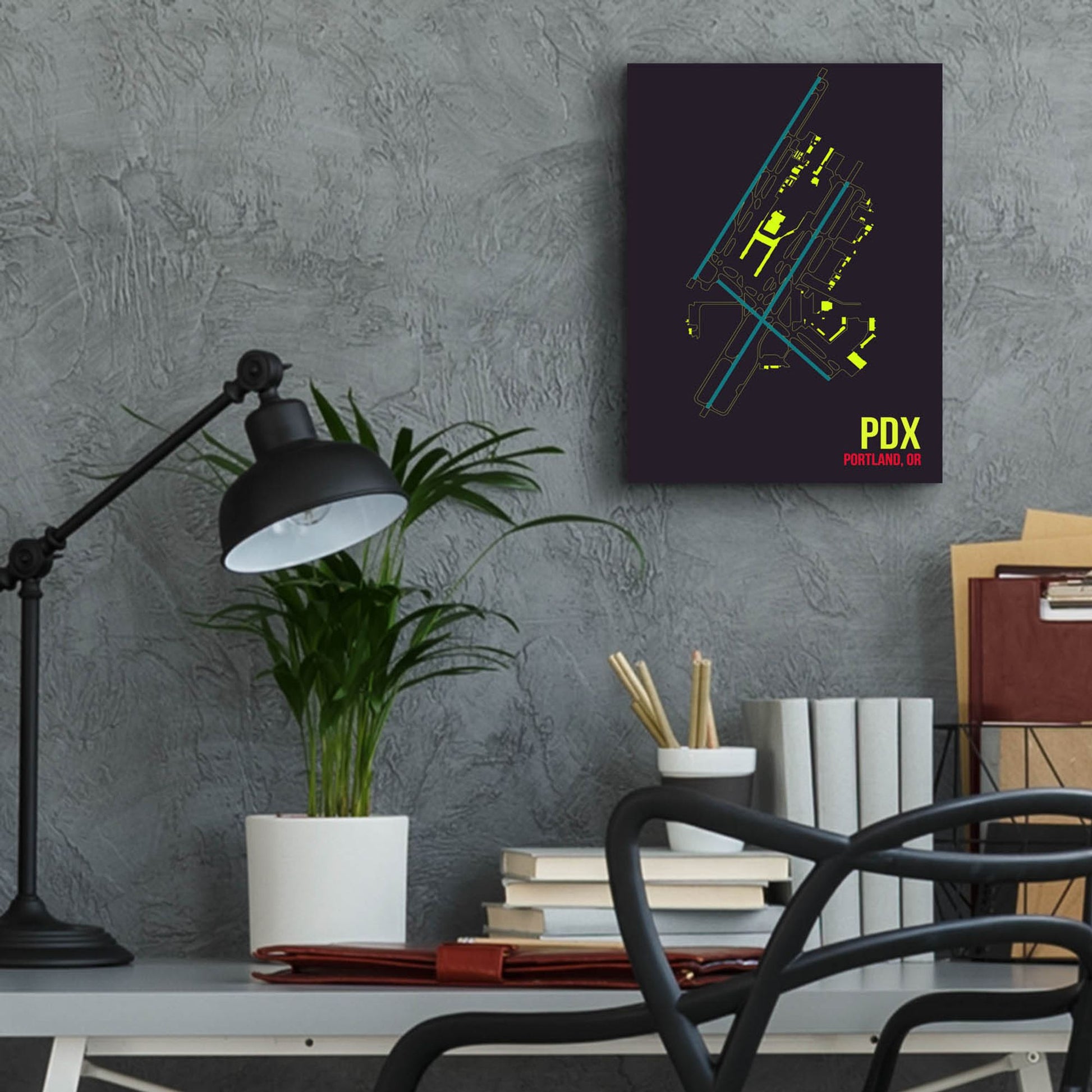 Epic Art 'PDX Airport Layout' by O8 Left, Acrylic Glass Wall Art,12x16