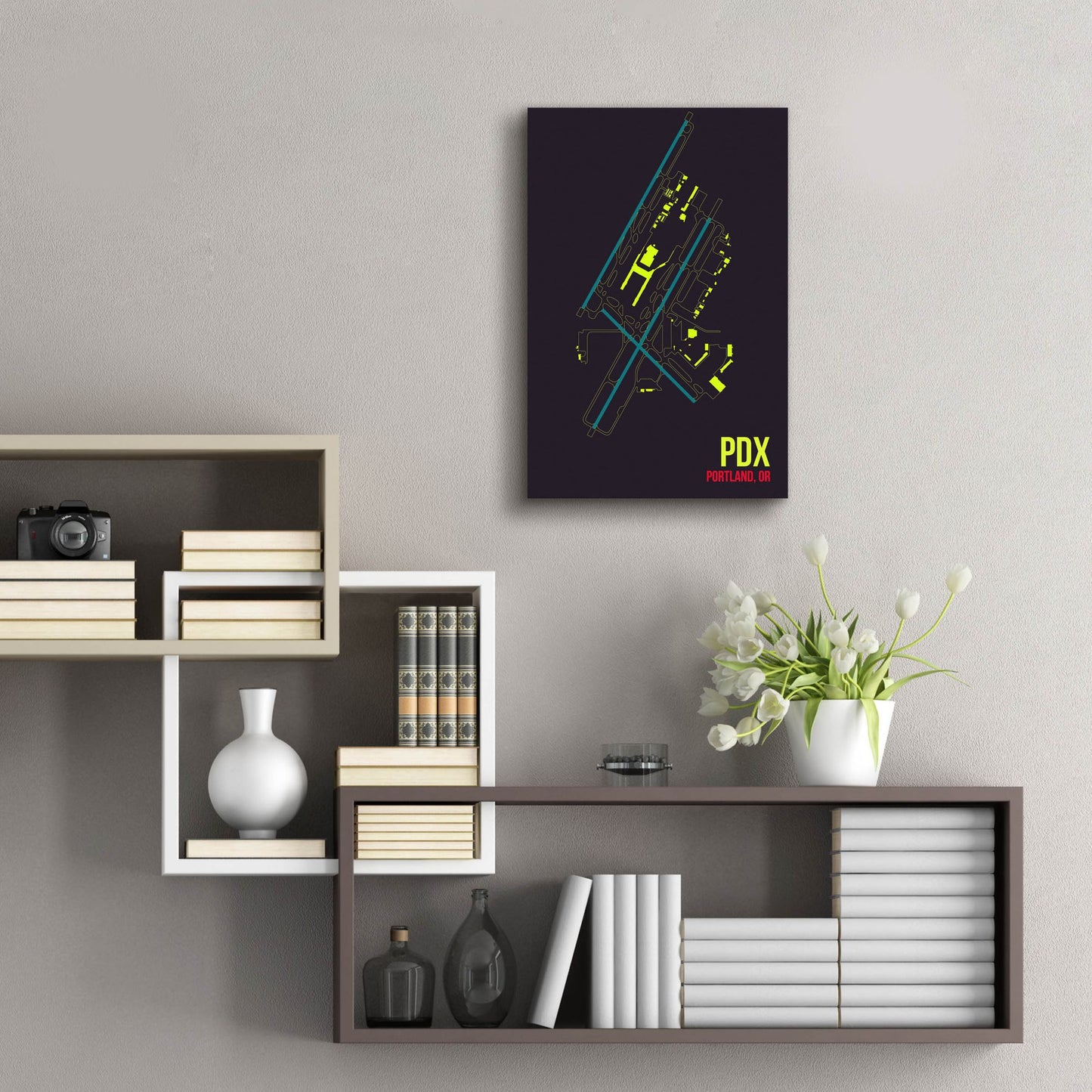 Epic Art 'PDX Airport Layout' by O8 Left, Acrylic Glass Wall Art,16x24