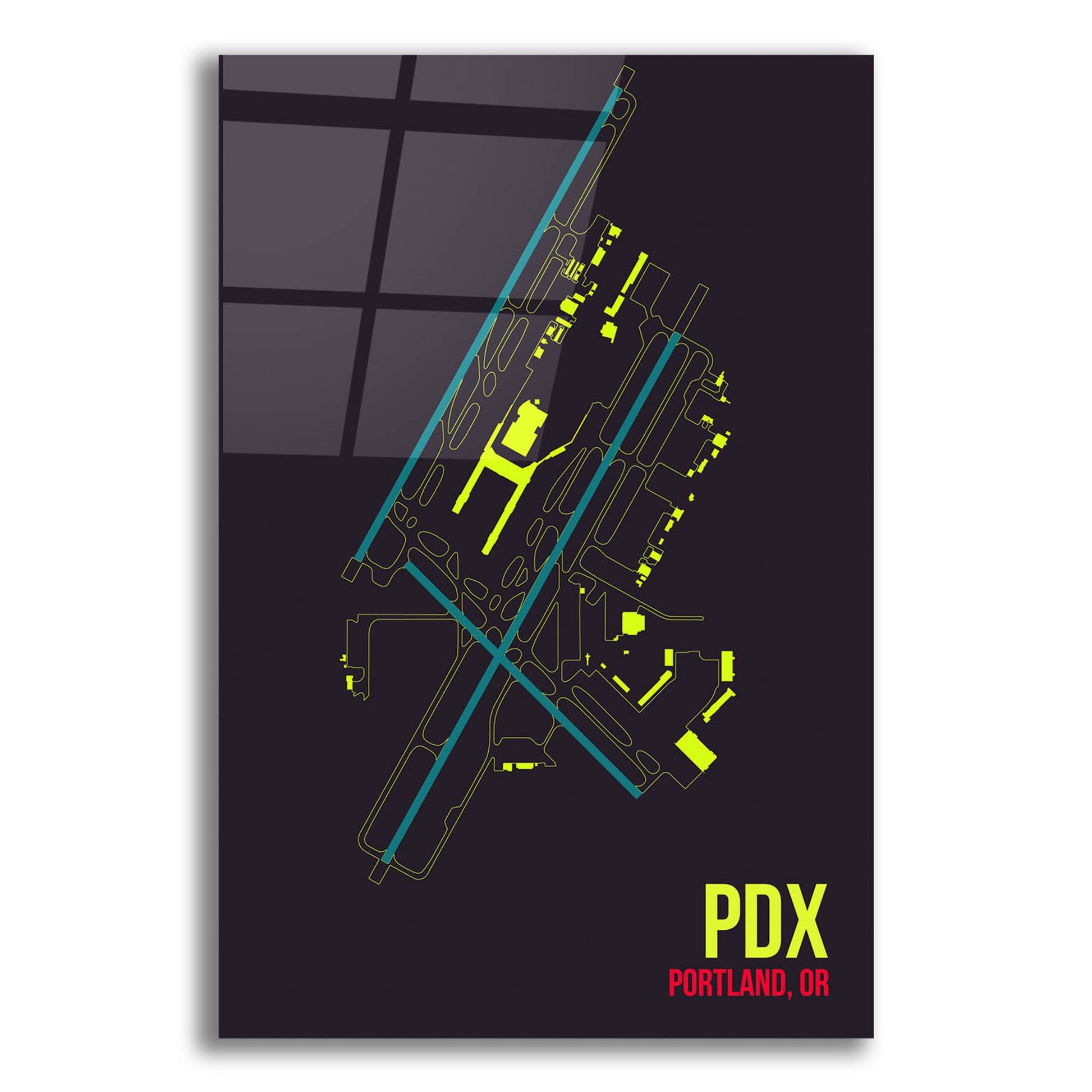 Epic Art 'PDX Airport Layout' by O8 Left, Acrylic Glass Wall Art,16x24