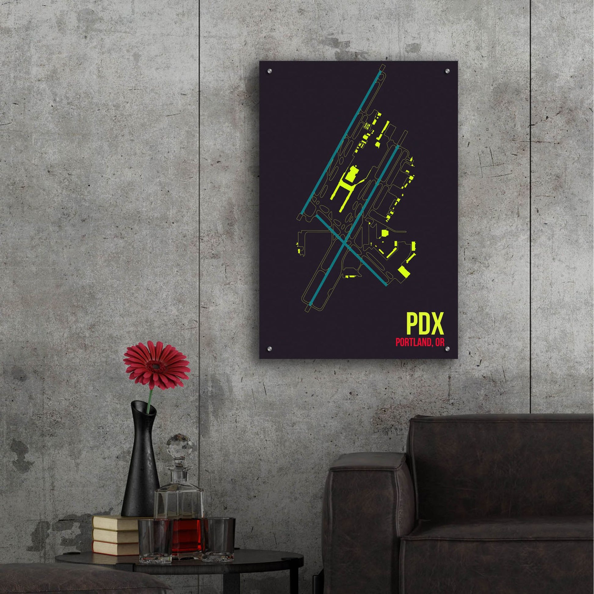 Epic Art 'PDX Airport Layout' by O8 Left, Acrylic Glass Wall Art,24x36