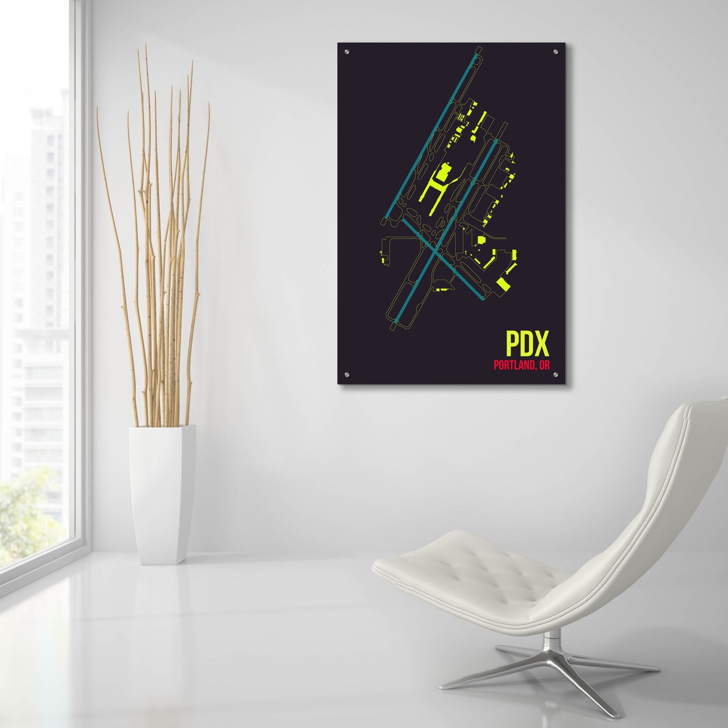 Epic Art 'PDX Airport Layout' by O8 Left, Acrylic Glass Wall Art,24x36