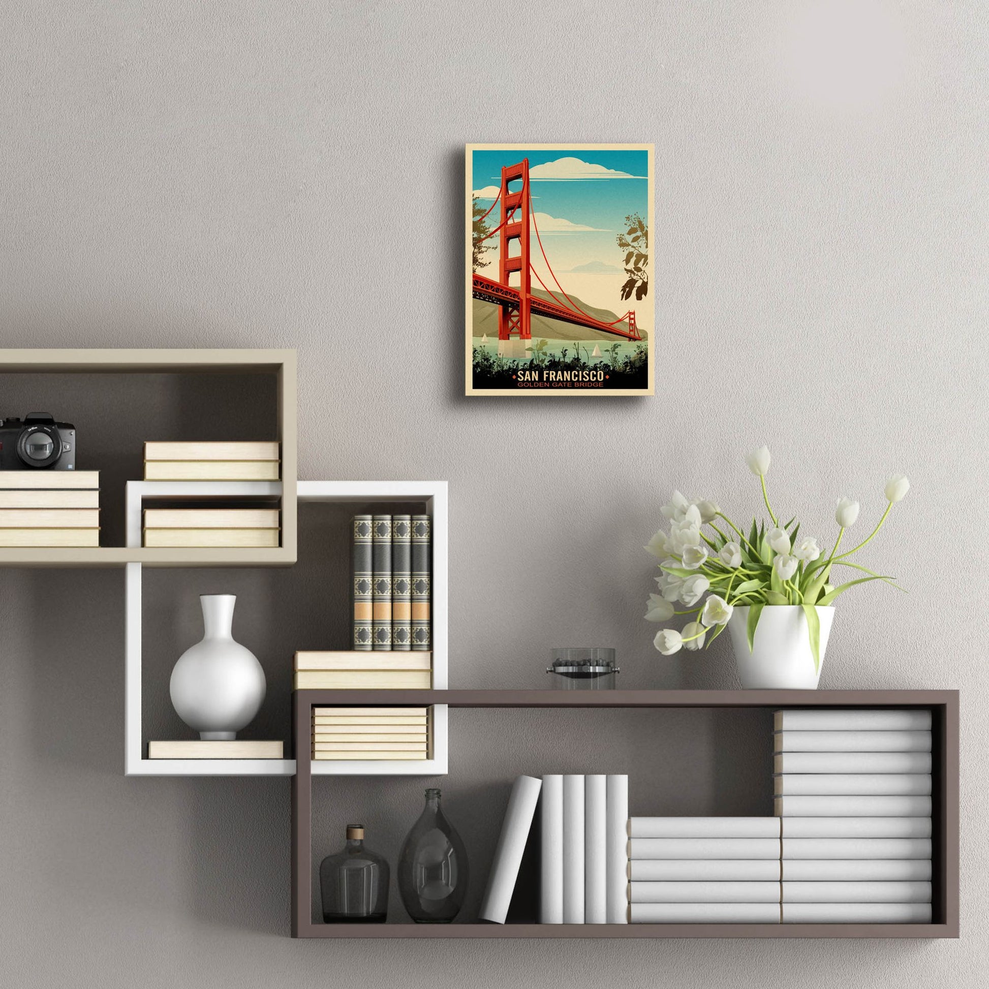 Epic Art 'Golden Gate Bridge Daybreak' by Old Red Truck, Acrylic Glass Wall Art,12x16