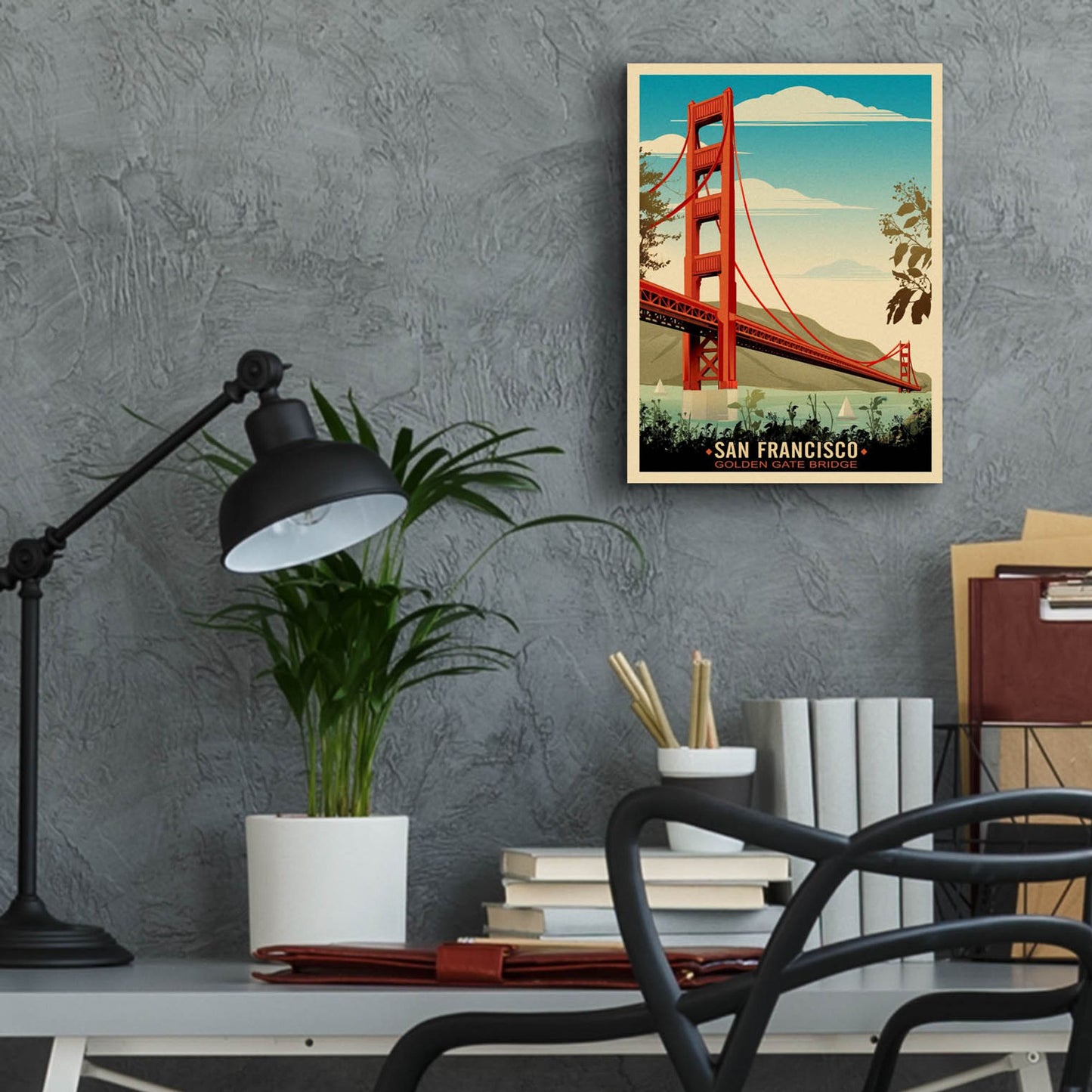 Epic Art 'Golden Gate Bridge Daybreak' by Old Red Truck, Acrylic Glass Wall Art,12x16