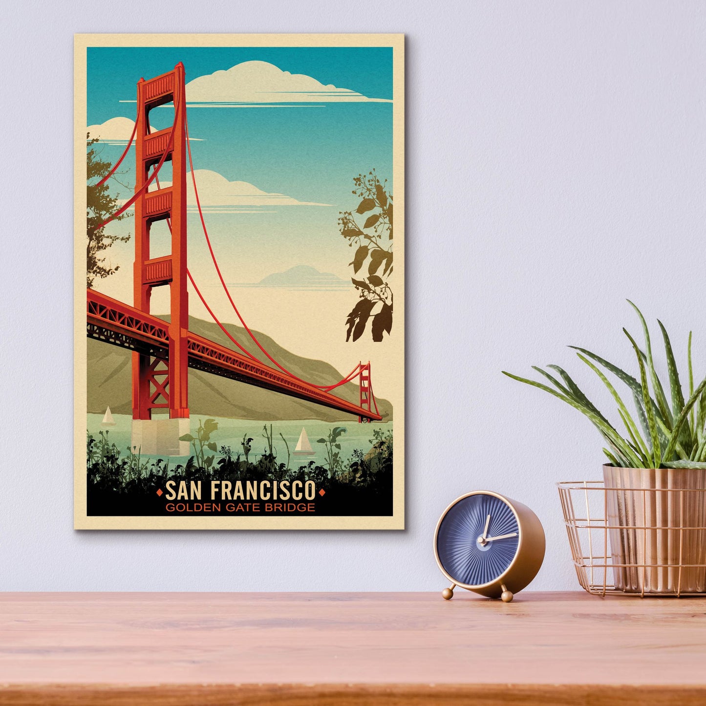 Epic Art 'Golden Gate Bridge Daybreak' by Old Red Truck, Acrylic Glass Wall Art,12x16