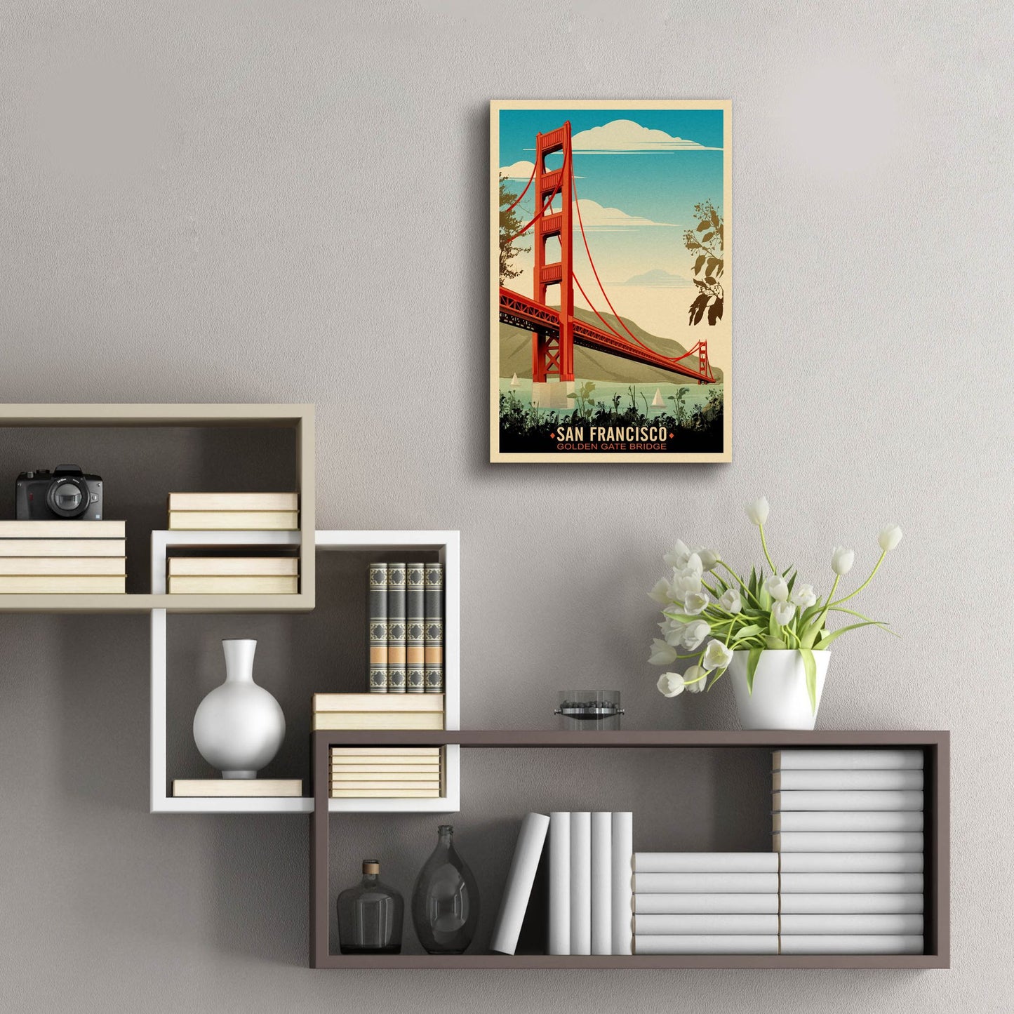 Epic Art 'Golden Gate Bridge Daybreak' by Old Red Truck, Acrylic Glass Wall Art,16x24