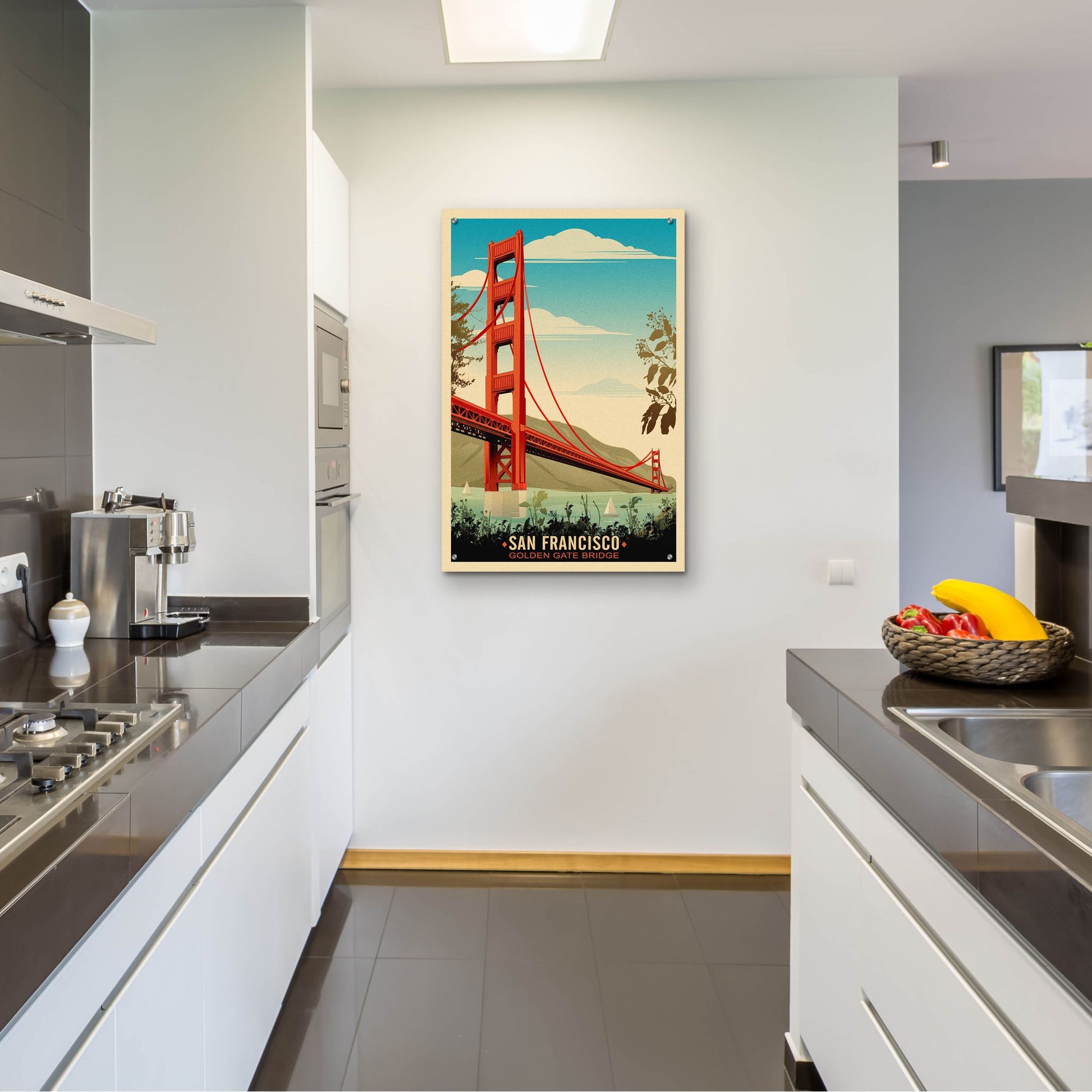 Epic Art 'Golden Gate Bridge Daybreak' by Old Red Truck, Acrylic Glass Wall Art,24x36