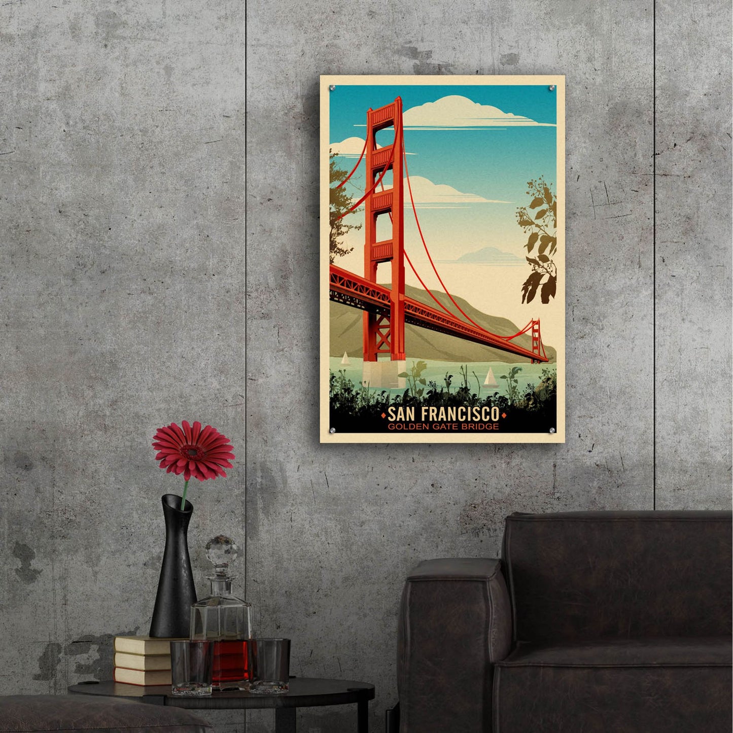 Epic Art 'Golden Gate Bridge Daybreak' by Old Red Truck, Acrylic Glass Wall Art,24x36