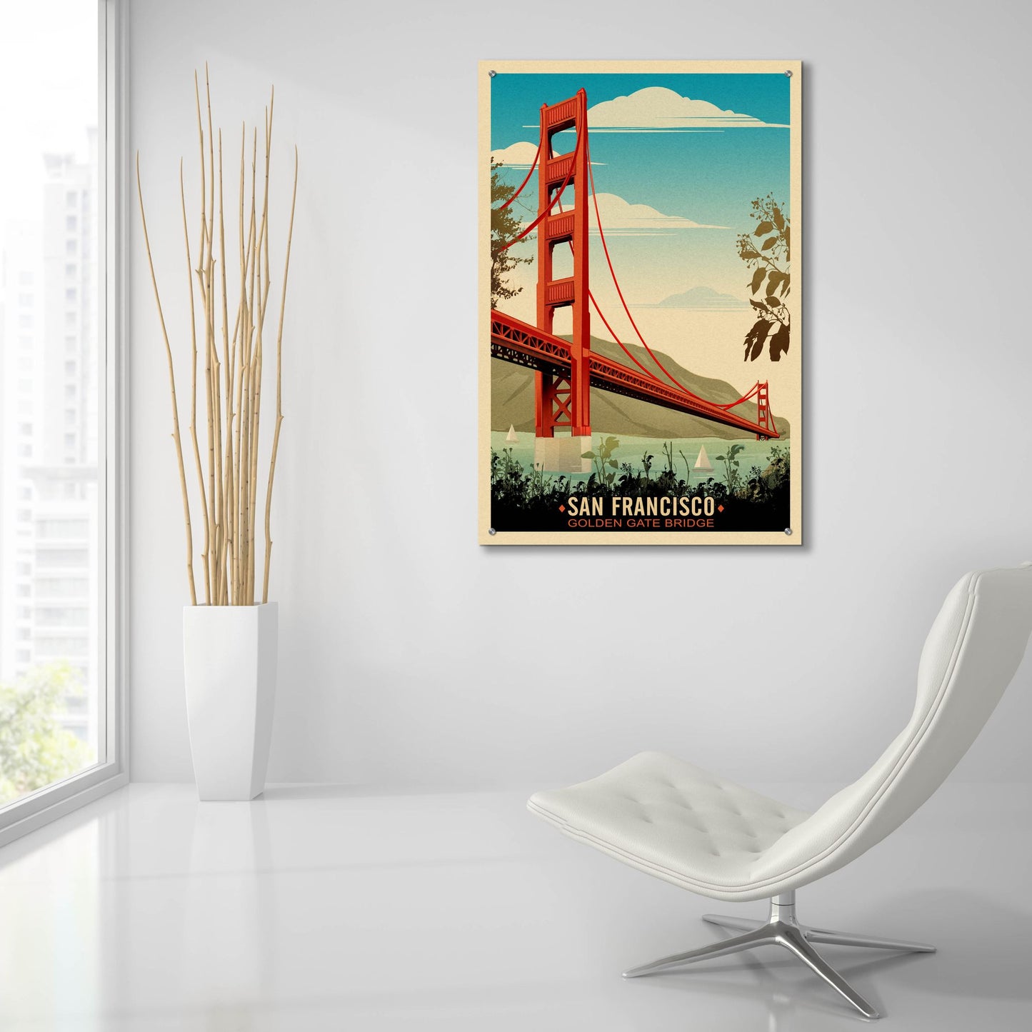 Epic Art 'Golden Gate Bridge Daybreak' by Old Red Truck, Acrylic Glass Wall Art,24x36