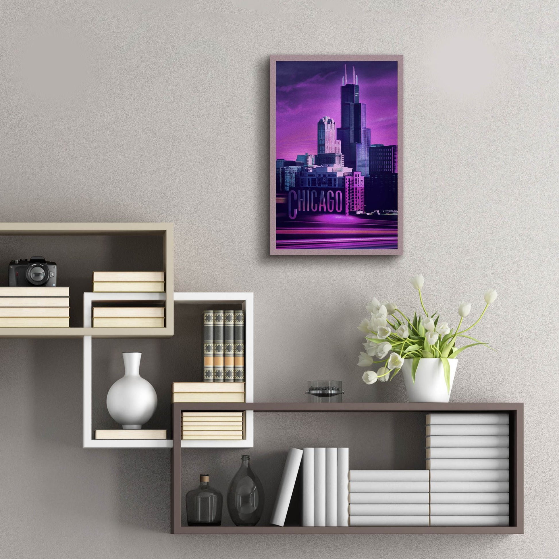 Epic Art 'Violet Chicago' by Old Red Truck, Acrylic Glass Wall Art,16x24