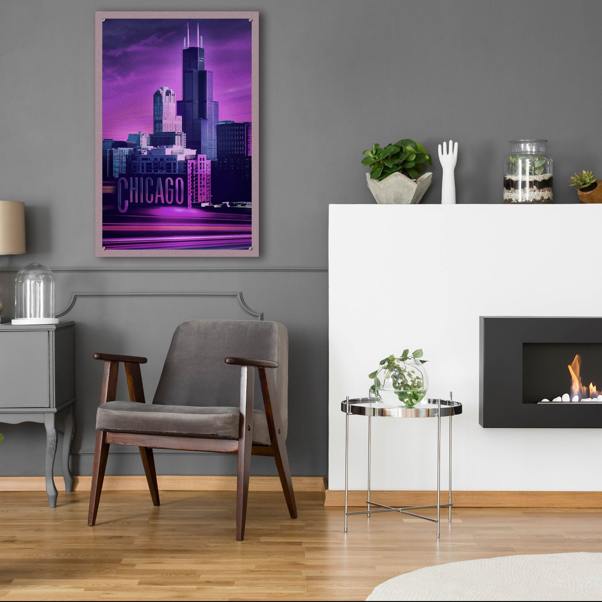 Epic Art 'Violet Chicago' by Old Red Truck, Acrylic Glass Wall Art,24x36