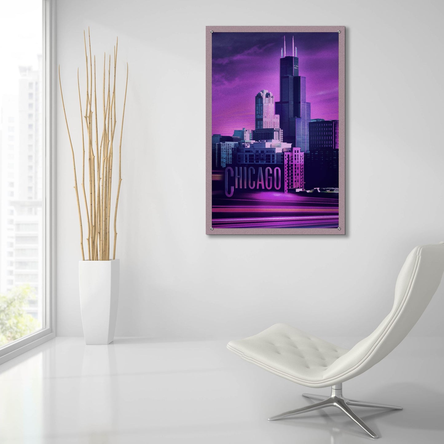 Epic Art 'Violet Chicago' by Old Red Truck, Acrylic Glass Wall Art,24x36