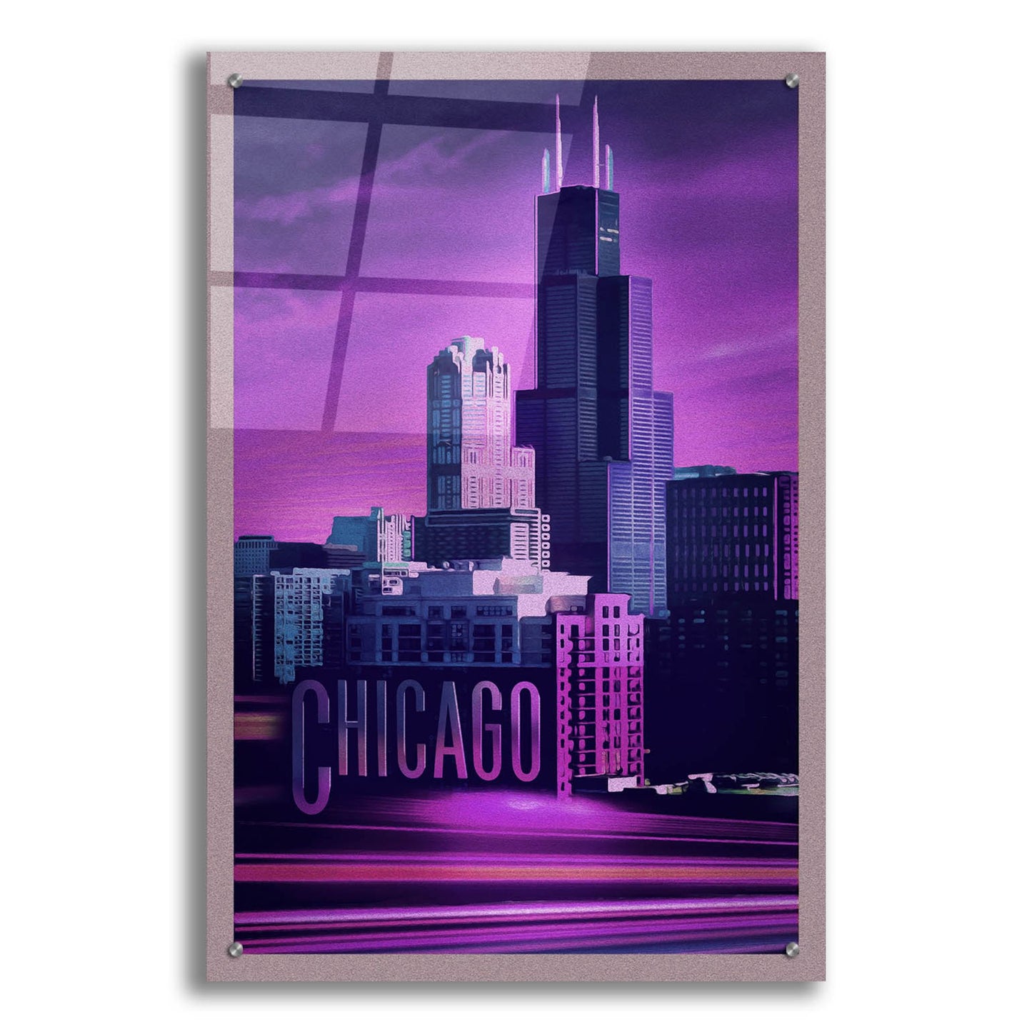 Epic Art 'Violet Chicago' by Old Red Truck, Acrylic Glass Wall Art,24x36