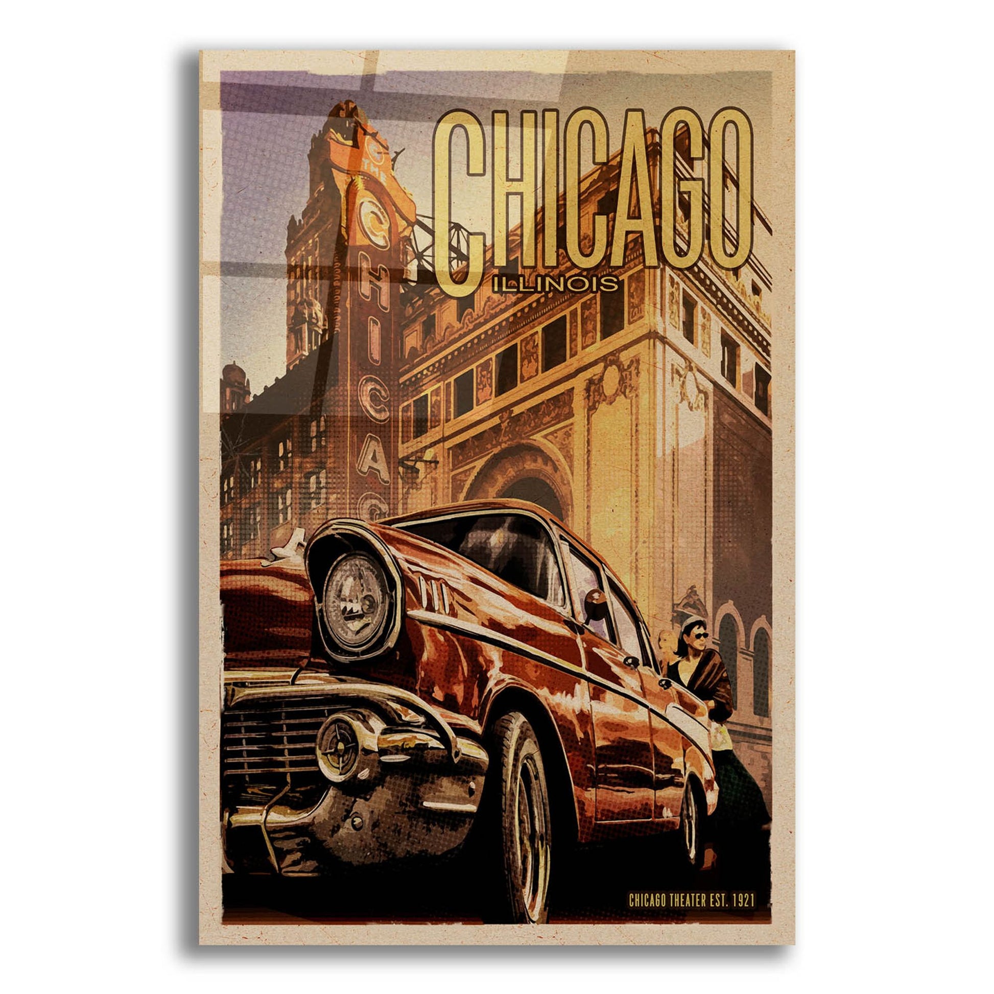 Epic Art 'Chicago Theater' by Old Red Truck, Acrylic Glass Wall Art,12x16