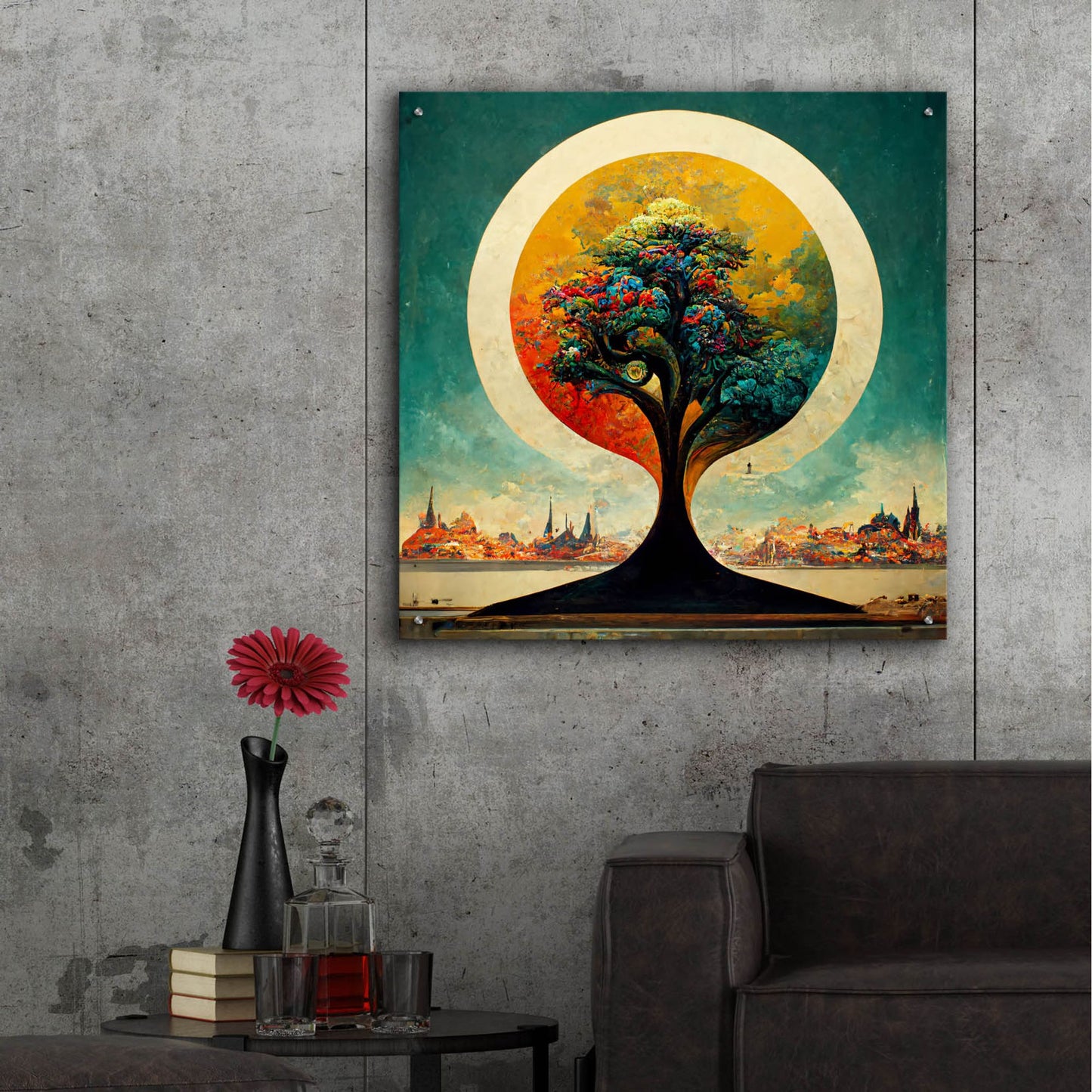 Epic Art 'Tree Of Life 3' by Ray Heere, Acrylic Glass Wall Art,36x36