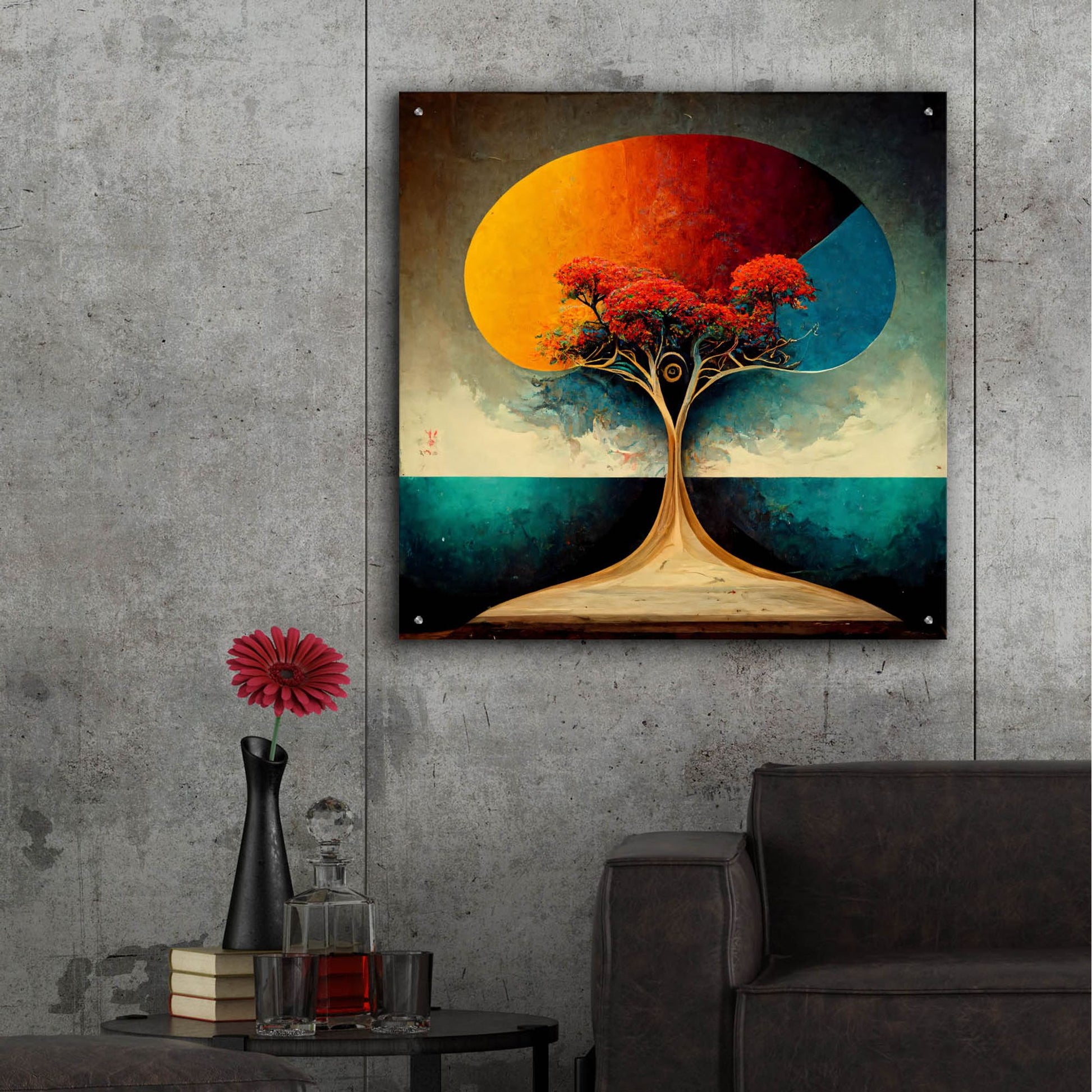 Epic Art 'Tree Of Life 4' by Ray Heere, Acrylic Glass Wall Art,36x36