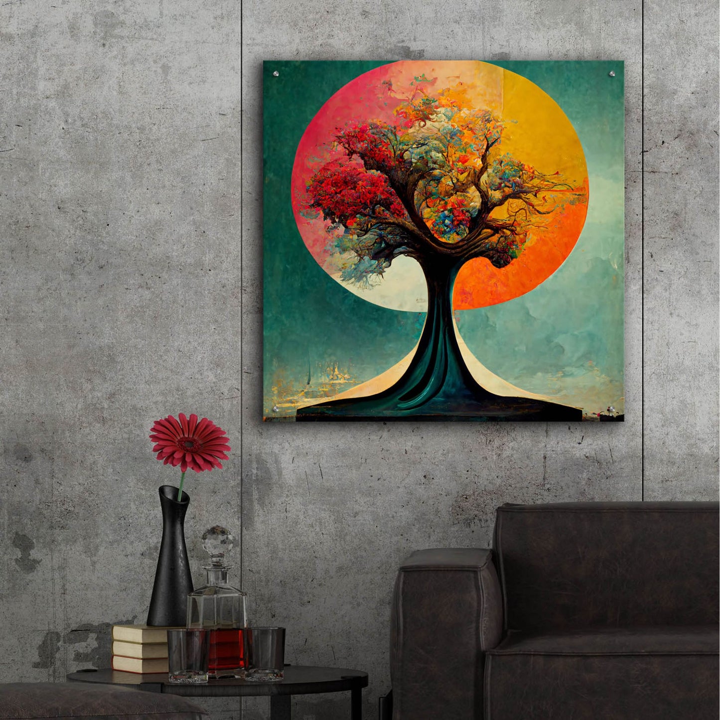 Epic Art 'Tree Of Life 5' by Ray Heere, Acrylic Glass Wall Art,36x36