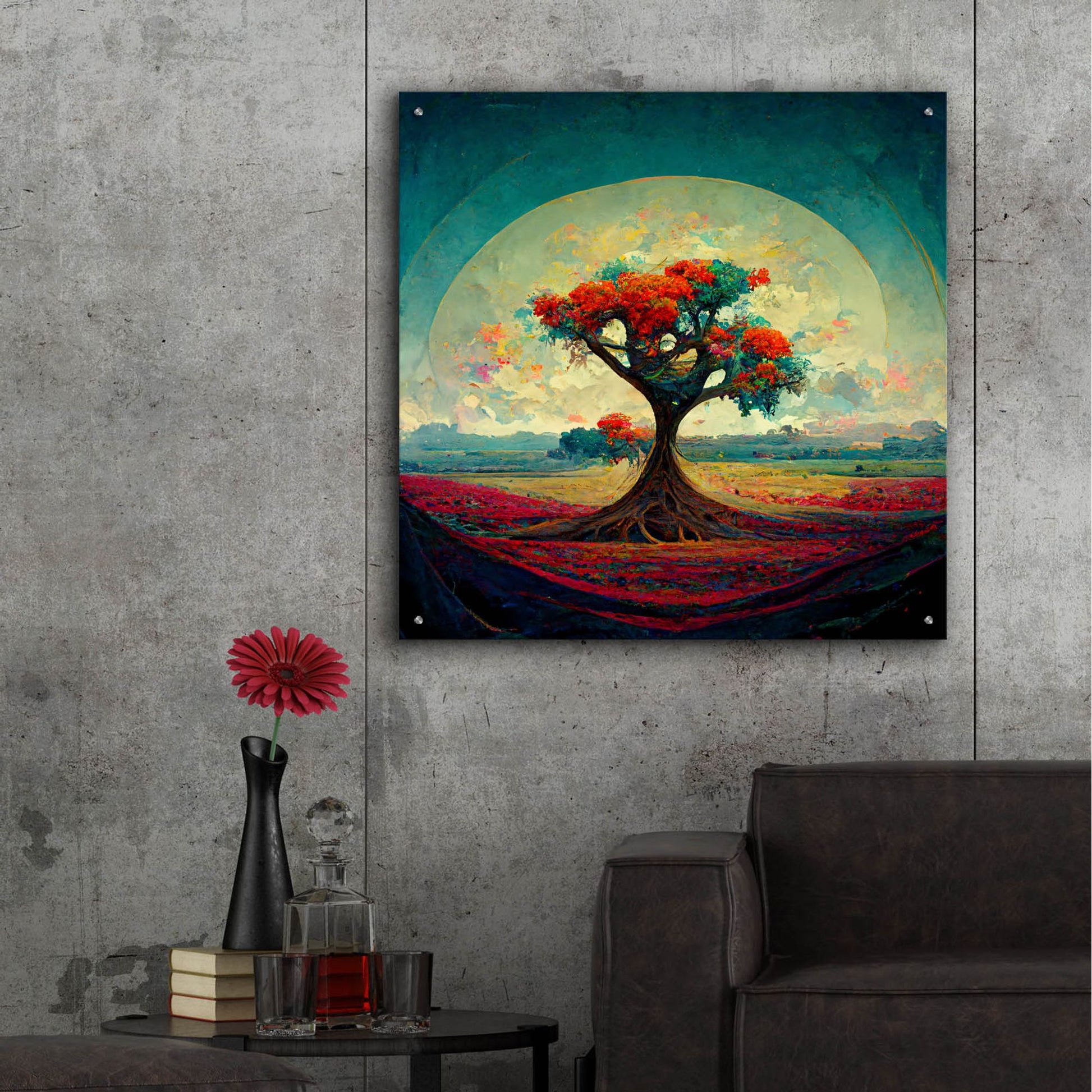 Epic Art 'Tree Of Life 6' by Ray Heere, Acrylic Glass Wall Art,36x36