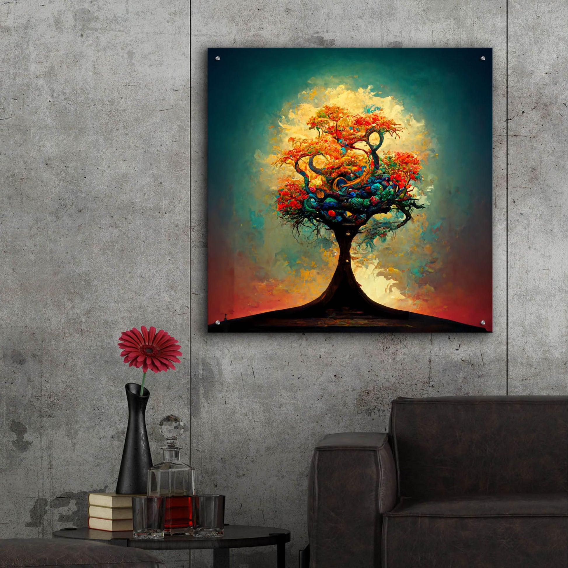 Epic Art 'Tree Of Life 7' by Ray Heere, Acrylic Glass Wall Art,36x36