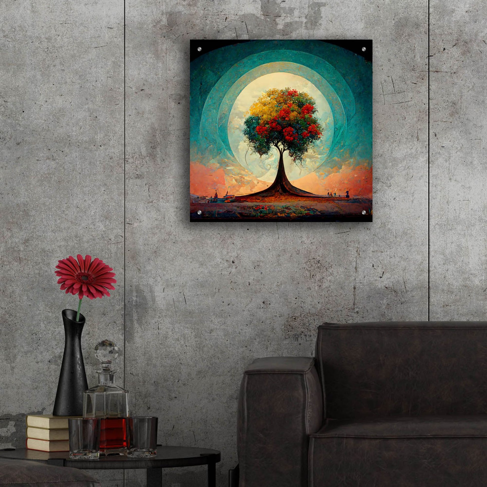 Epic Art 'Tree Of Life 8' by Ray Heere, Acrylic Glass Wall Art,24x24