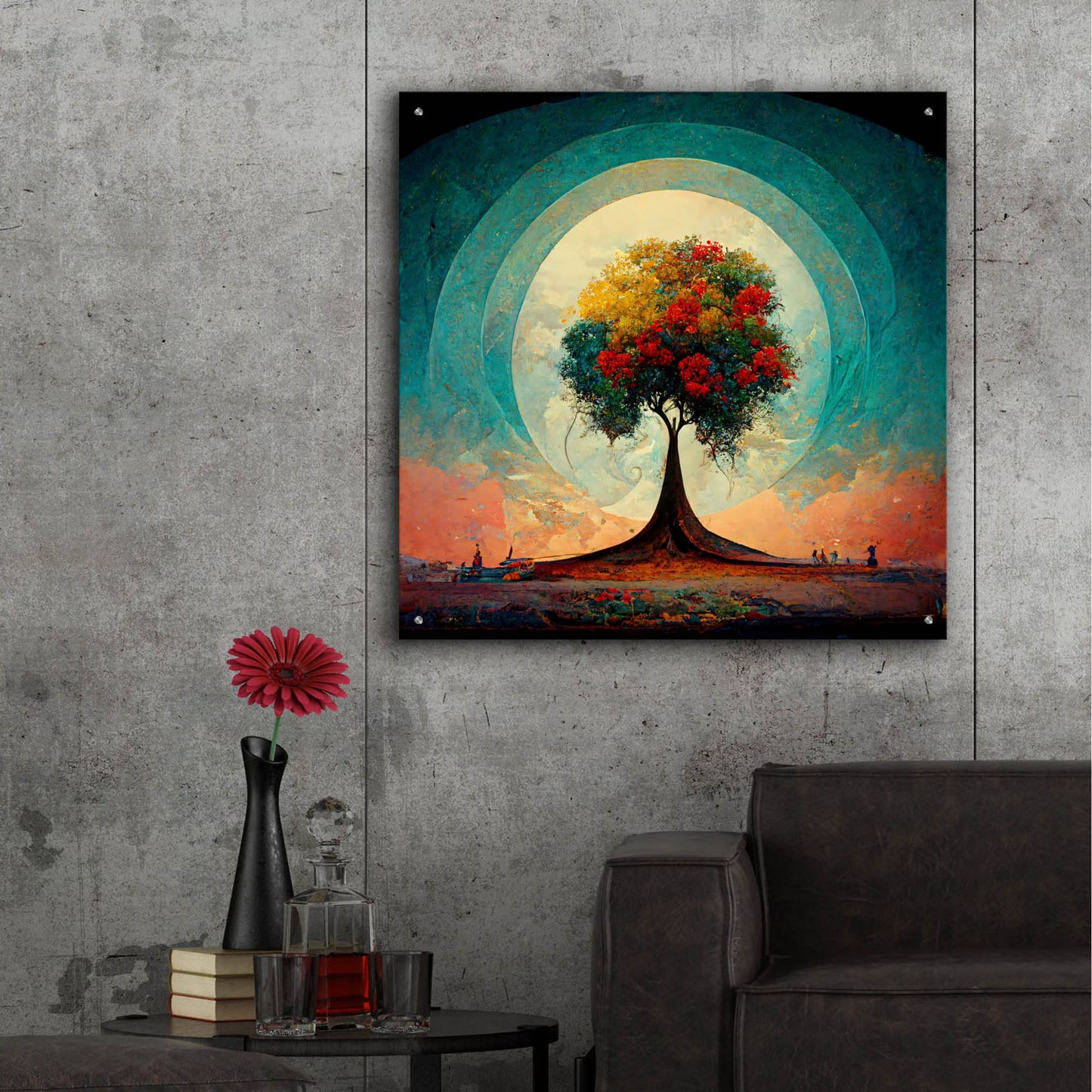 Epic Art 'Tree Of Life 8' by Ray Heere, Acrylic Glass Wall Art,36x36