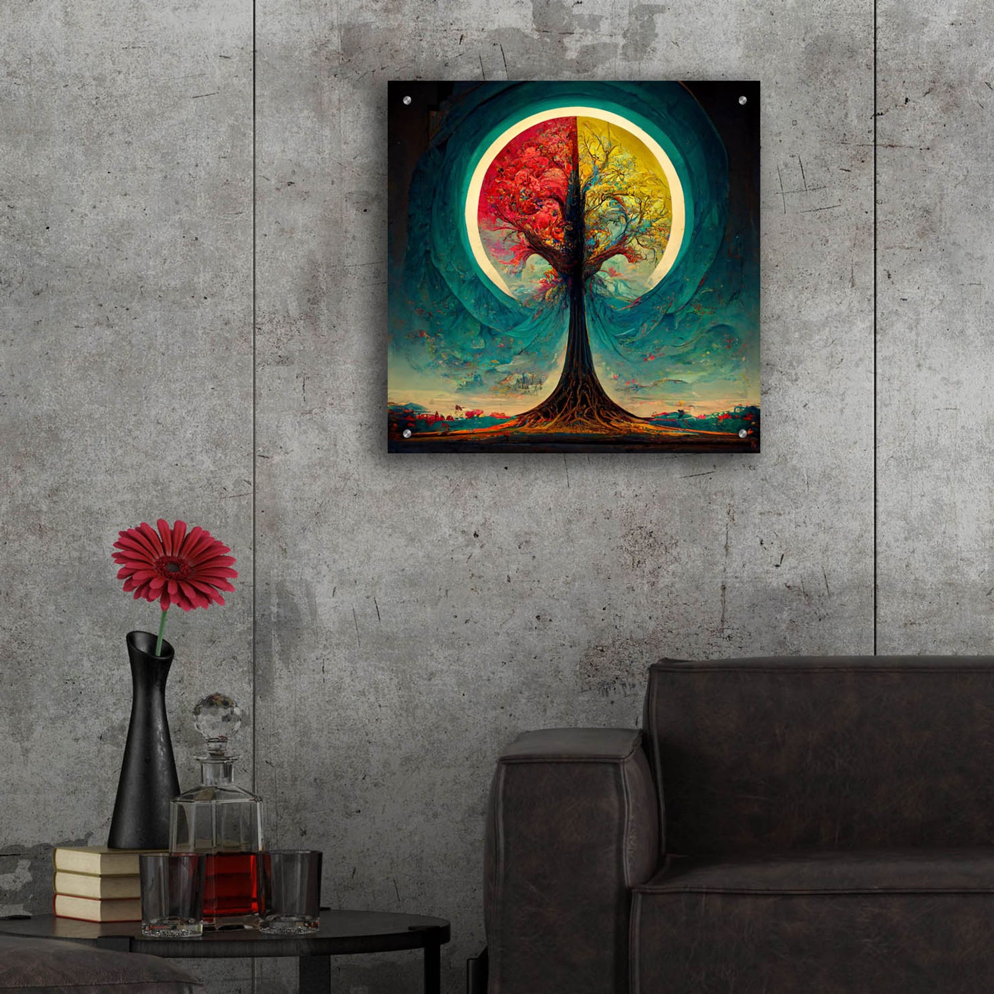 Epic Art 'Tree Of Life 9' by Ray Heere, Acrylic Glass Wall Art,24x24