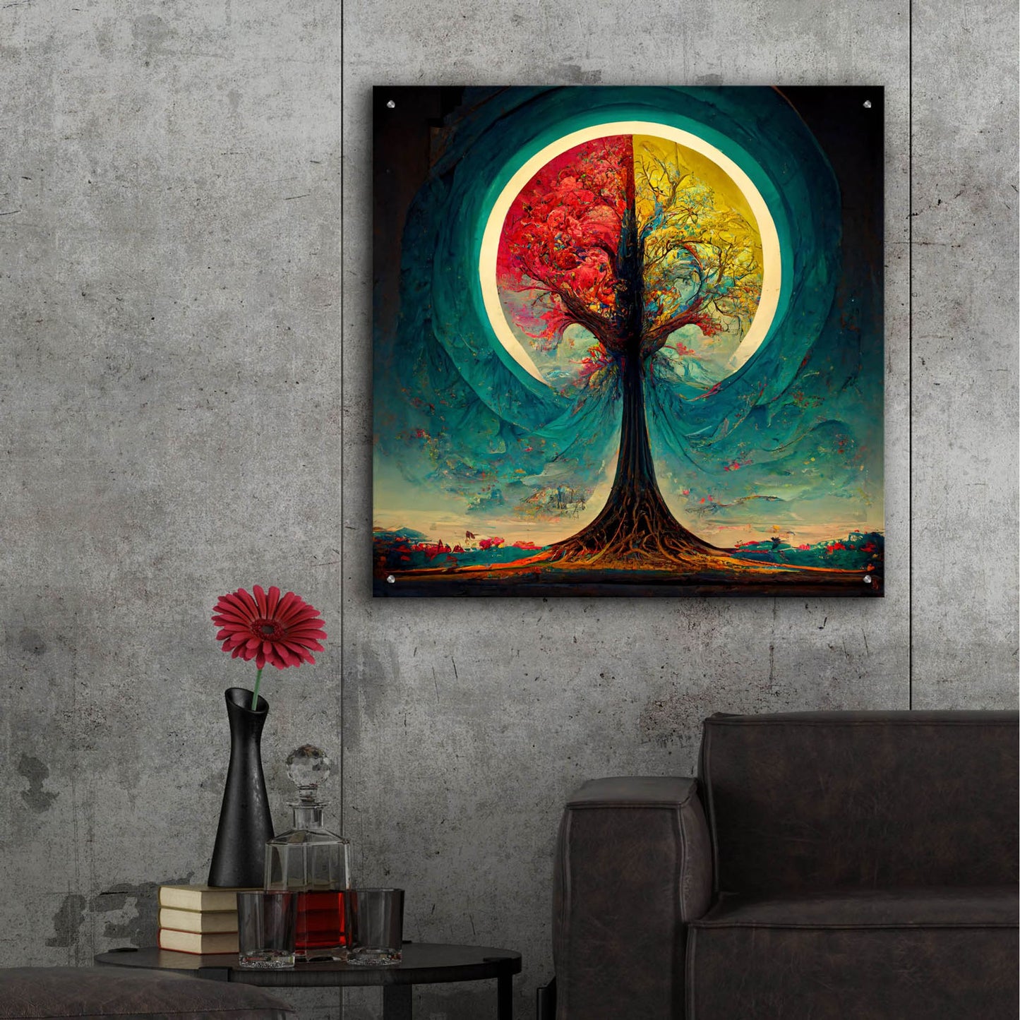 Epic Art 'Tree Of Life 9' by Ray Heere, Acrylic Glass Wall Art,36x36