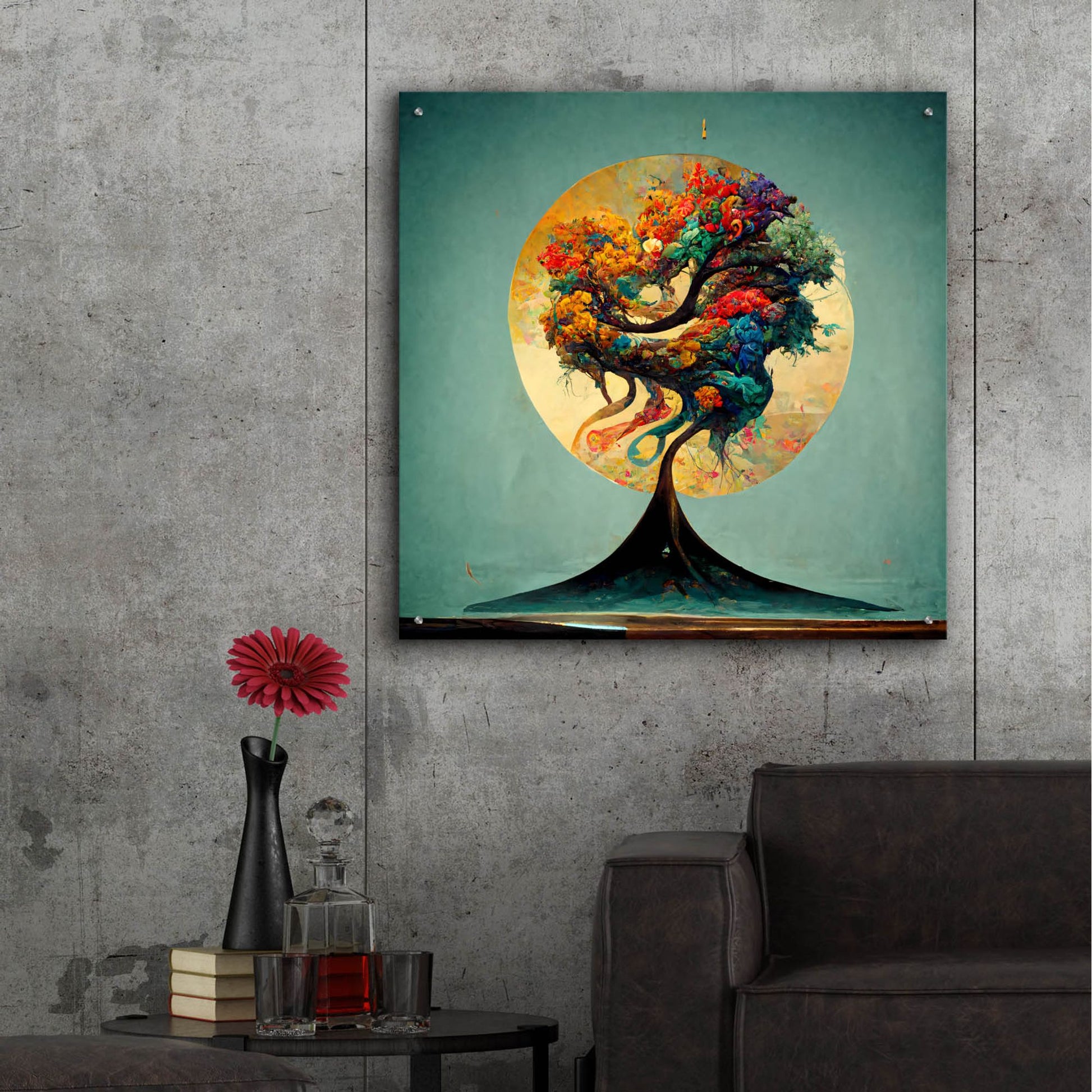 Epic Art 'Tree Of Life 10' by Ray Heere, Acrylic Glass Wall Art,36x36