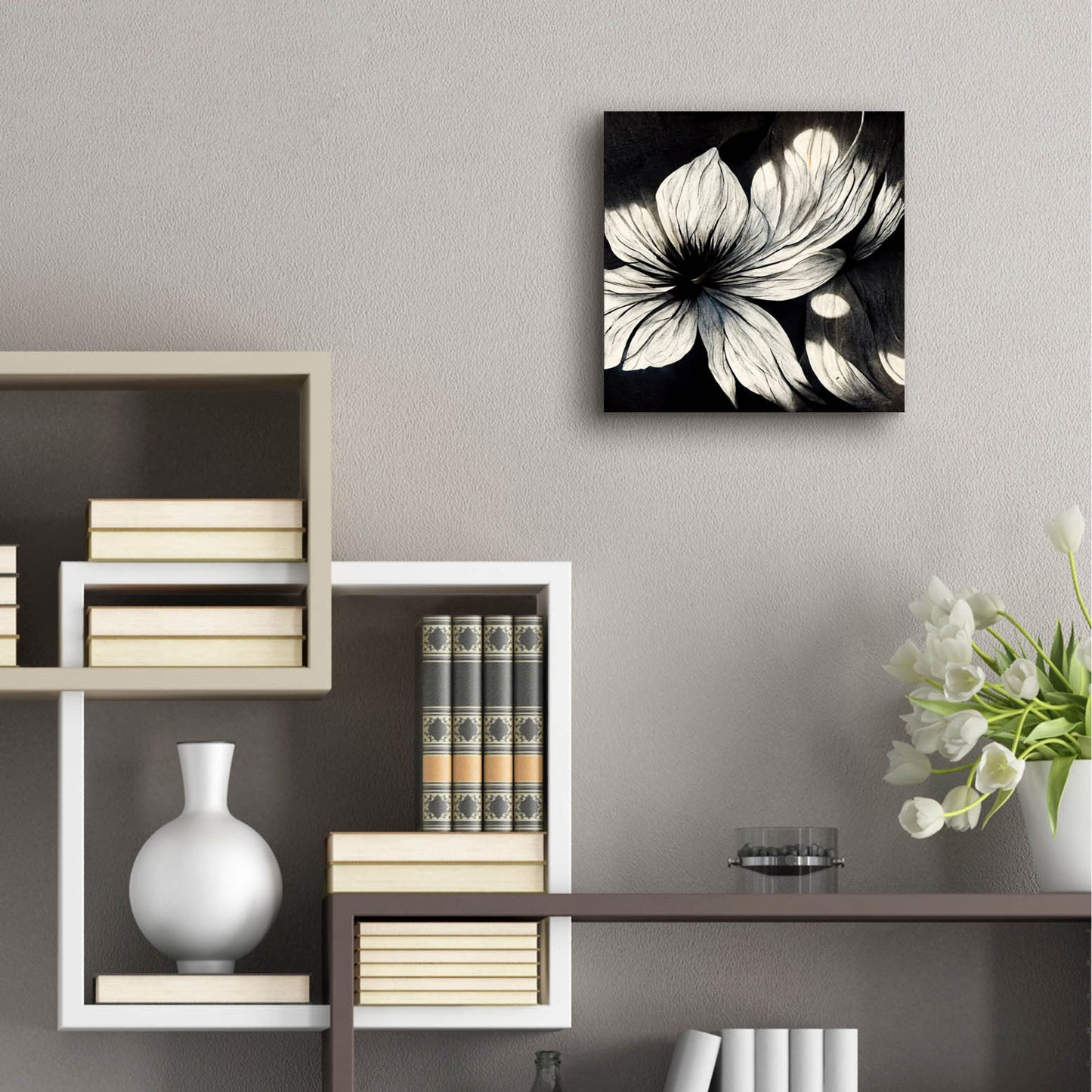 Epic Art 'Flowers Black White 1' by Ray Heere, Acrylic Glass Wall Art,12x12