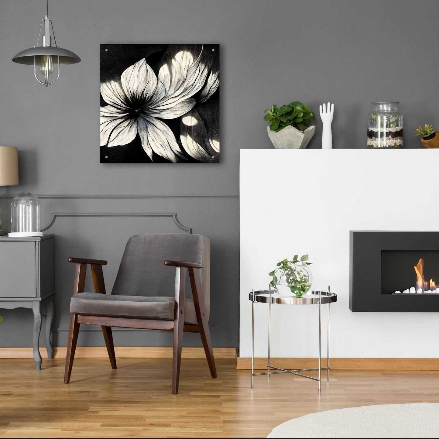 Epic Art 'Flowers Black White 1' by Ray Heere, Acrylic Glass Wall Art,24x24